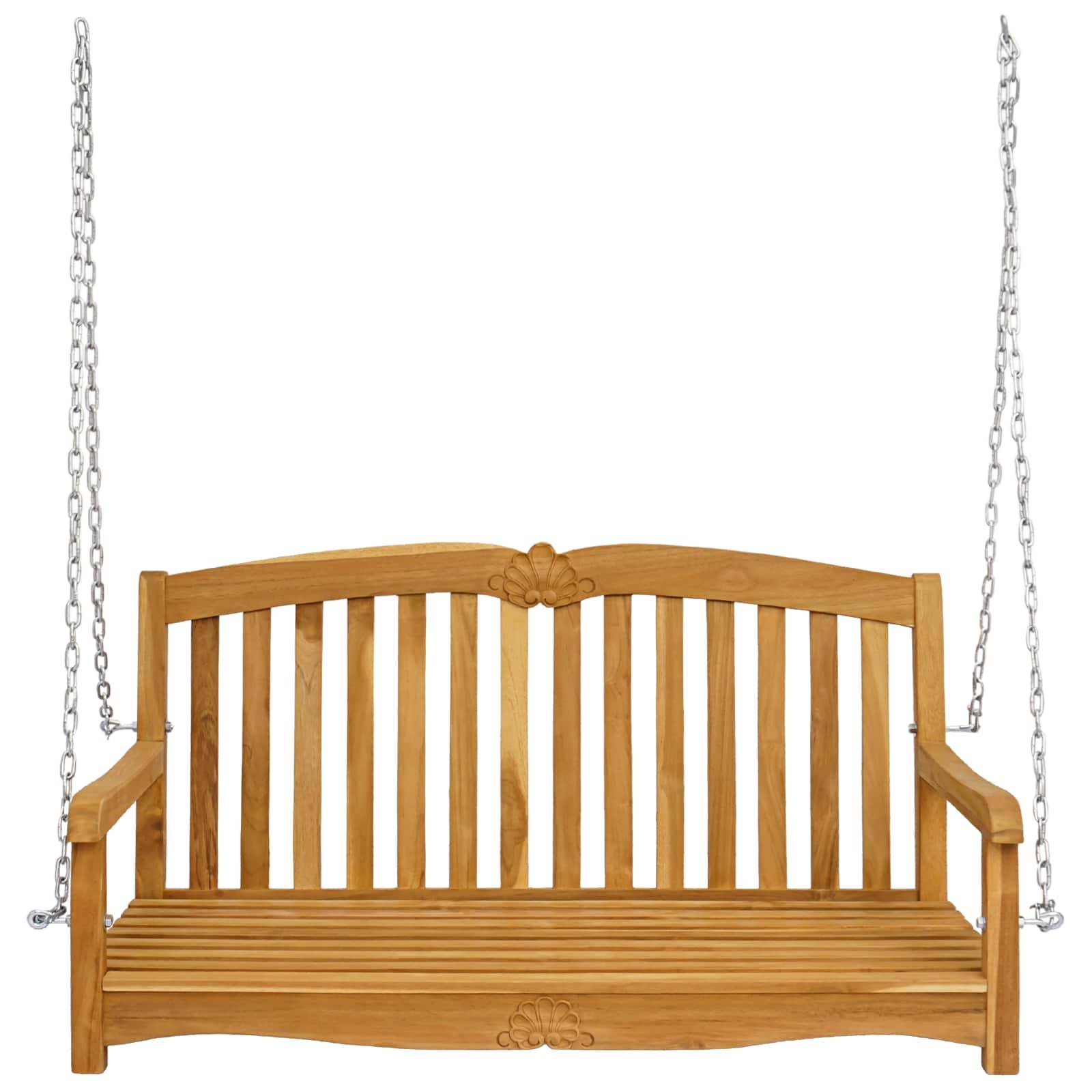 vidaXL Schaukelbank Natur 114 x 60 x 60,5 cm Massivholz Teak