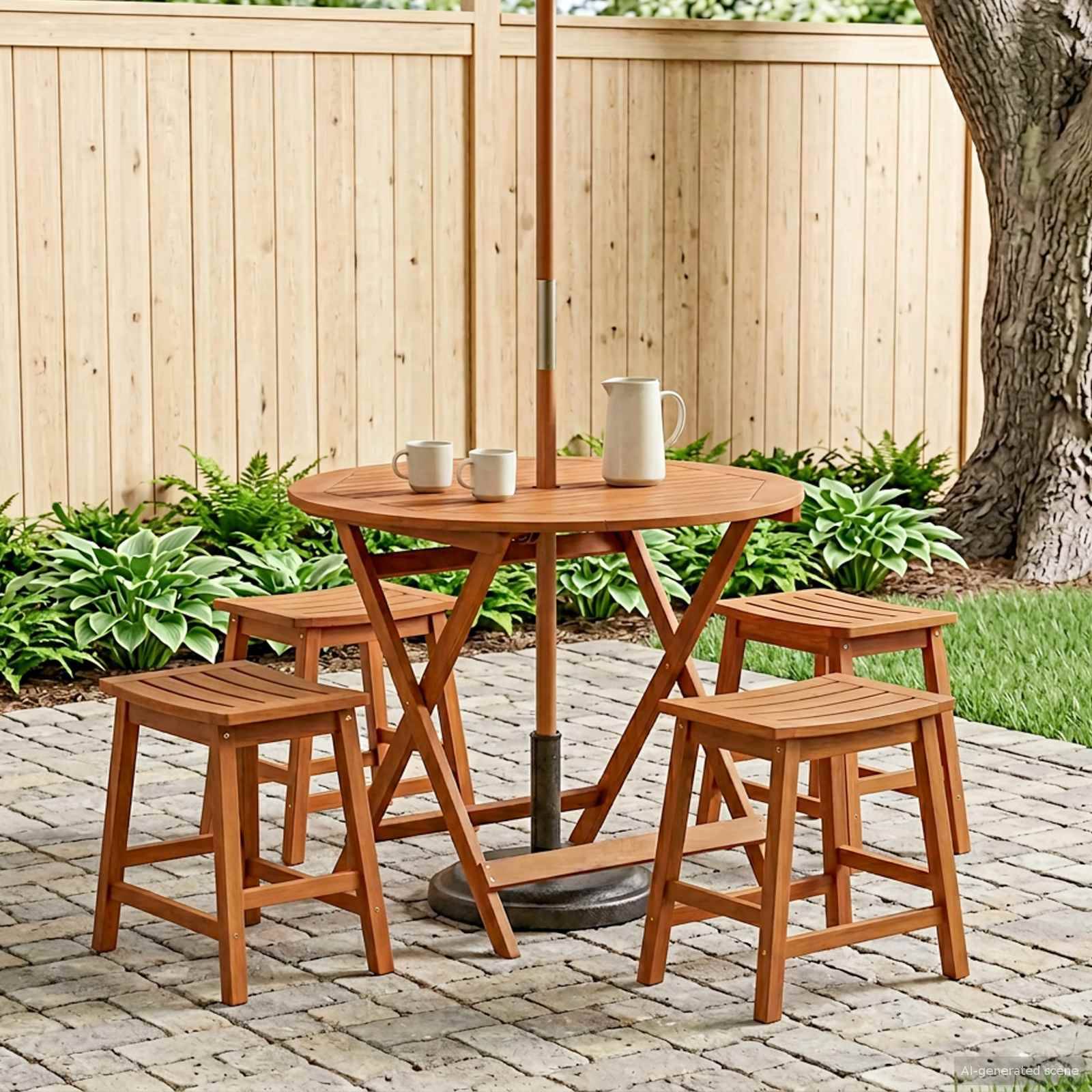 vidaXL Klappbarer Gartentisch Braun Ø 90 x 75 cm