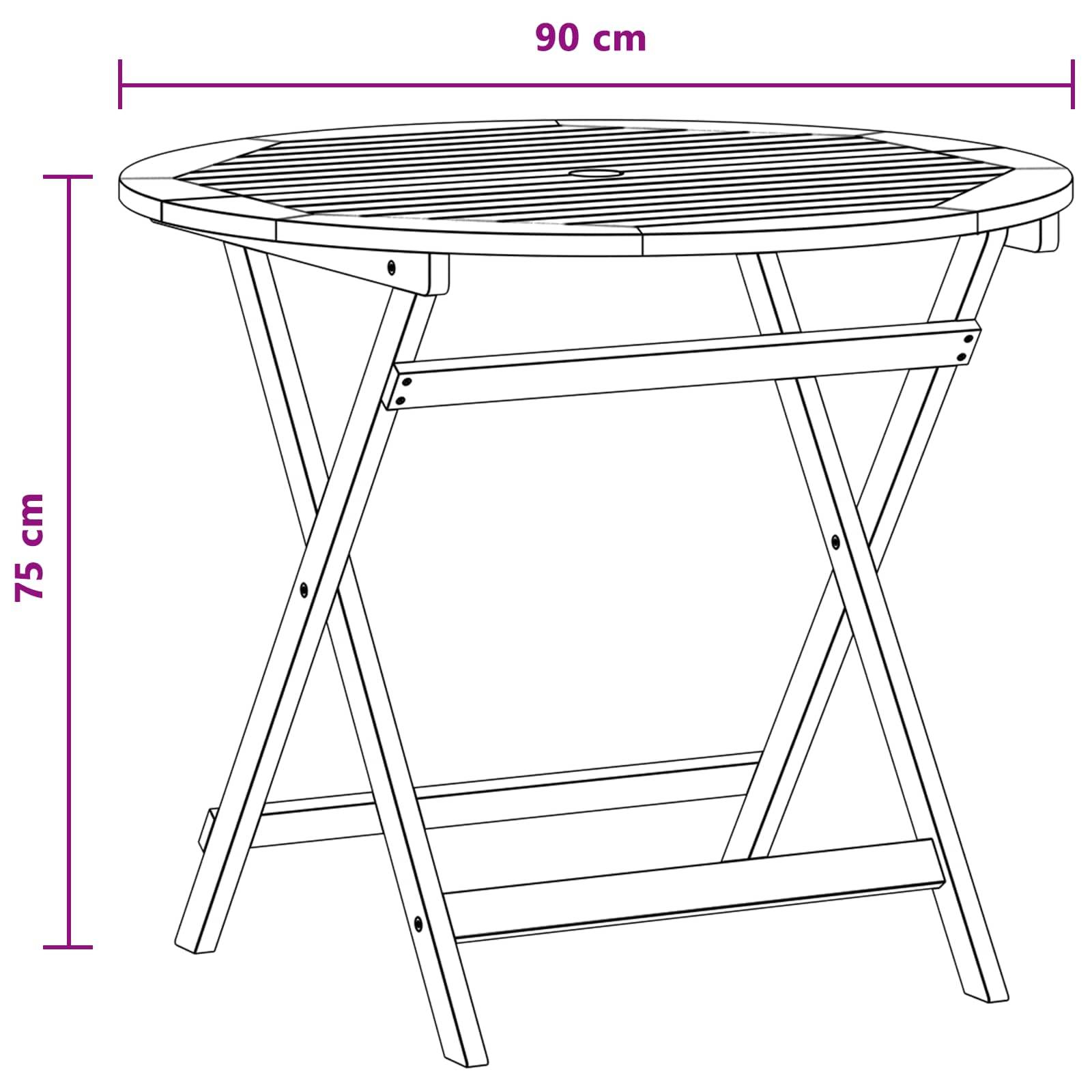 vidaXL Klappbarer Gartentisch Braun Ø 90 x 75 cm