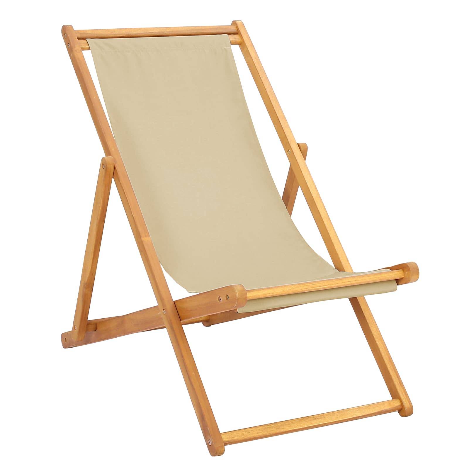 vidaXL Liegestuhl Beige Massivholz Teak