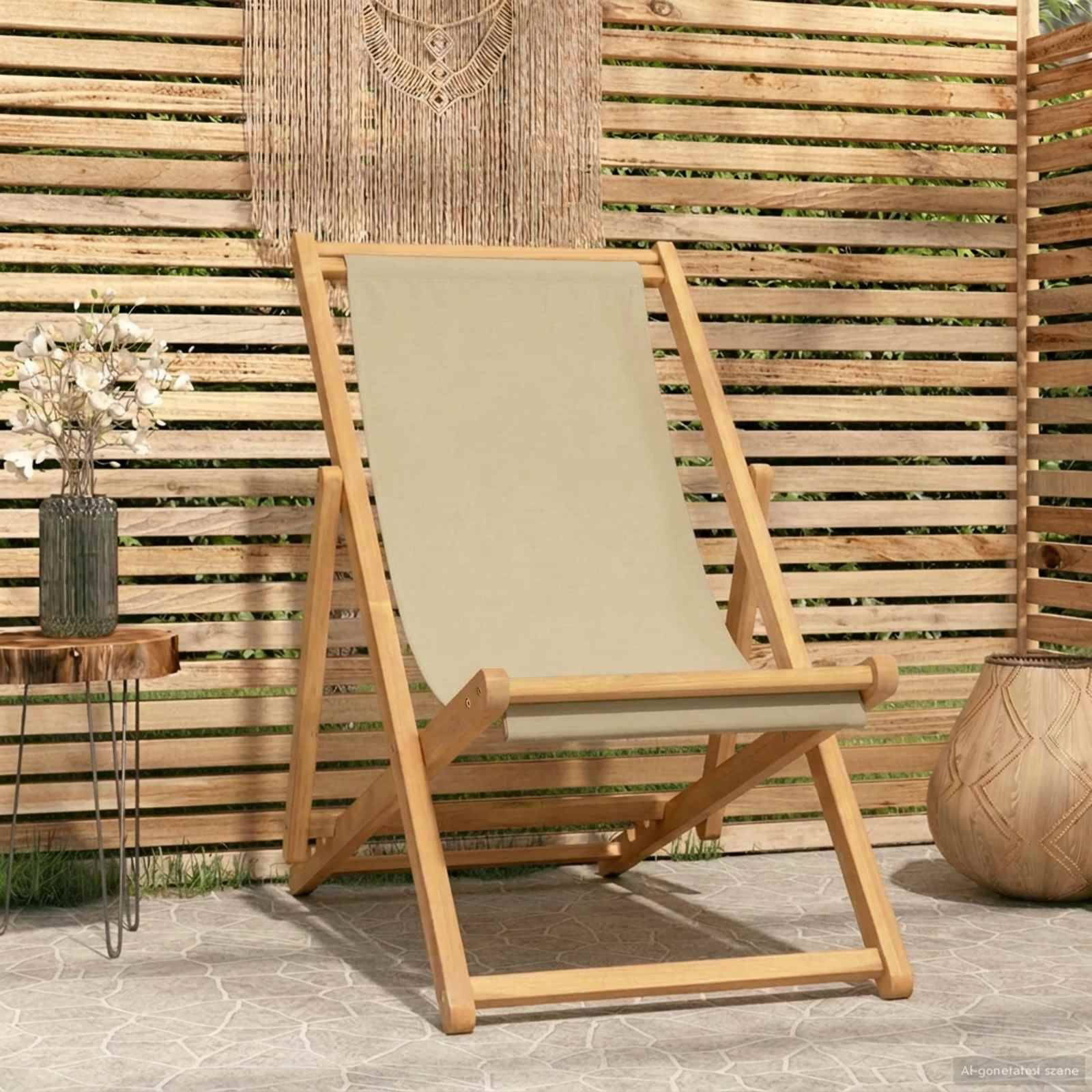 vidaXL Liegestuhl Beige Massivholz Teak