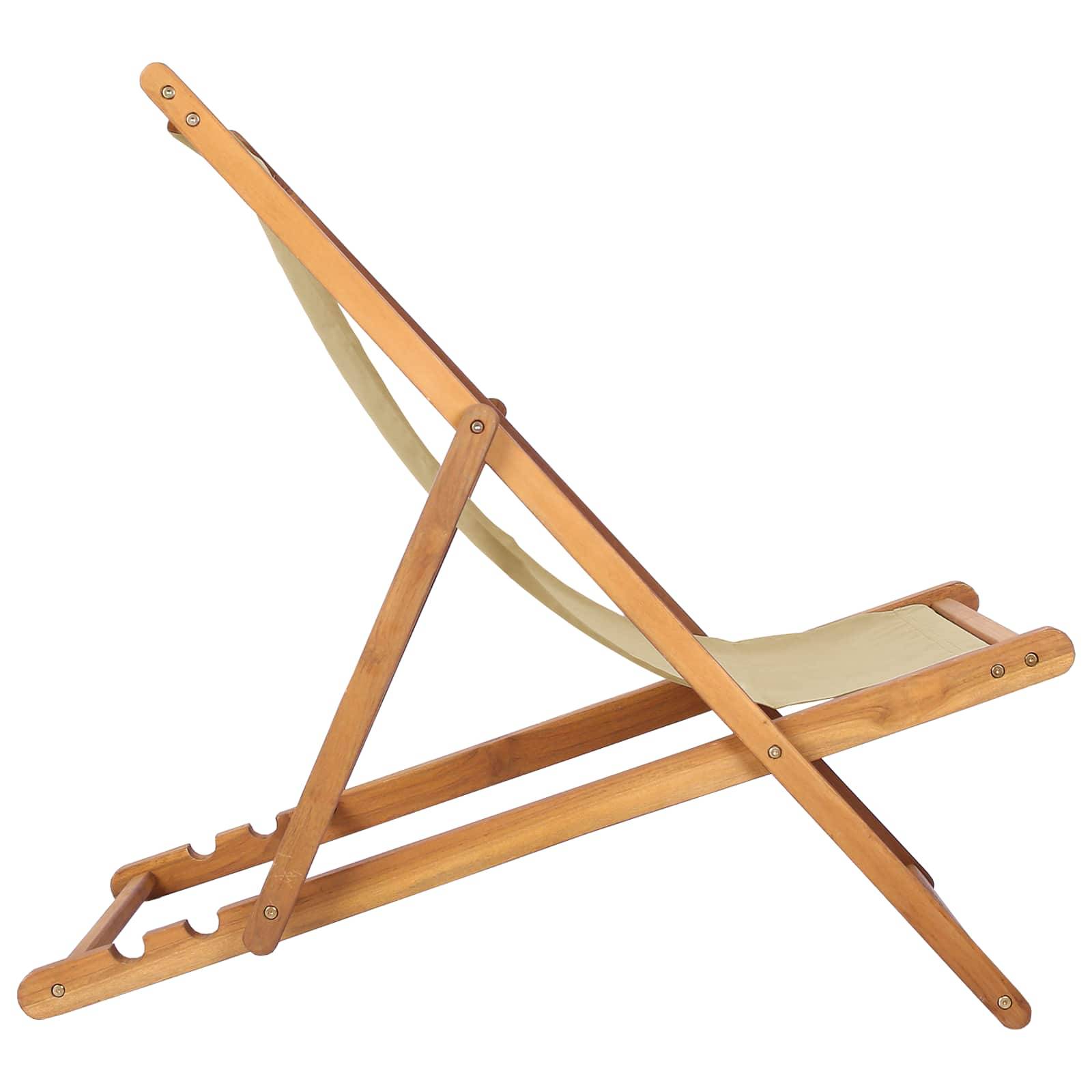vidaXL Liegestuhl Beige Massivholz Teak