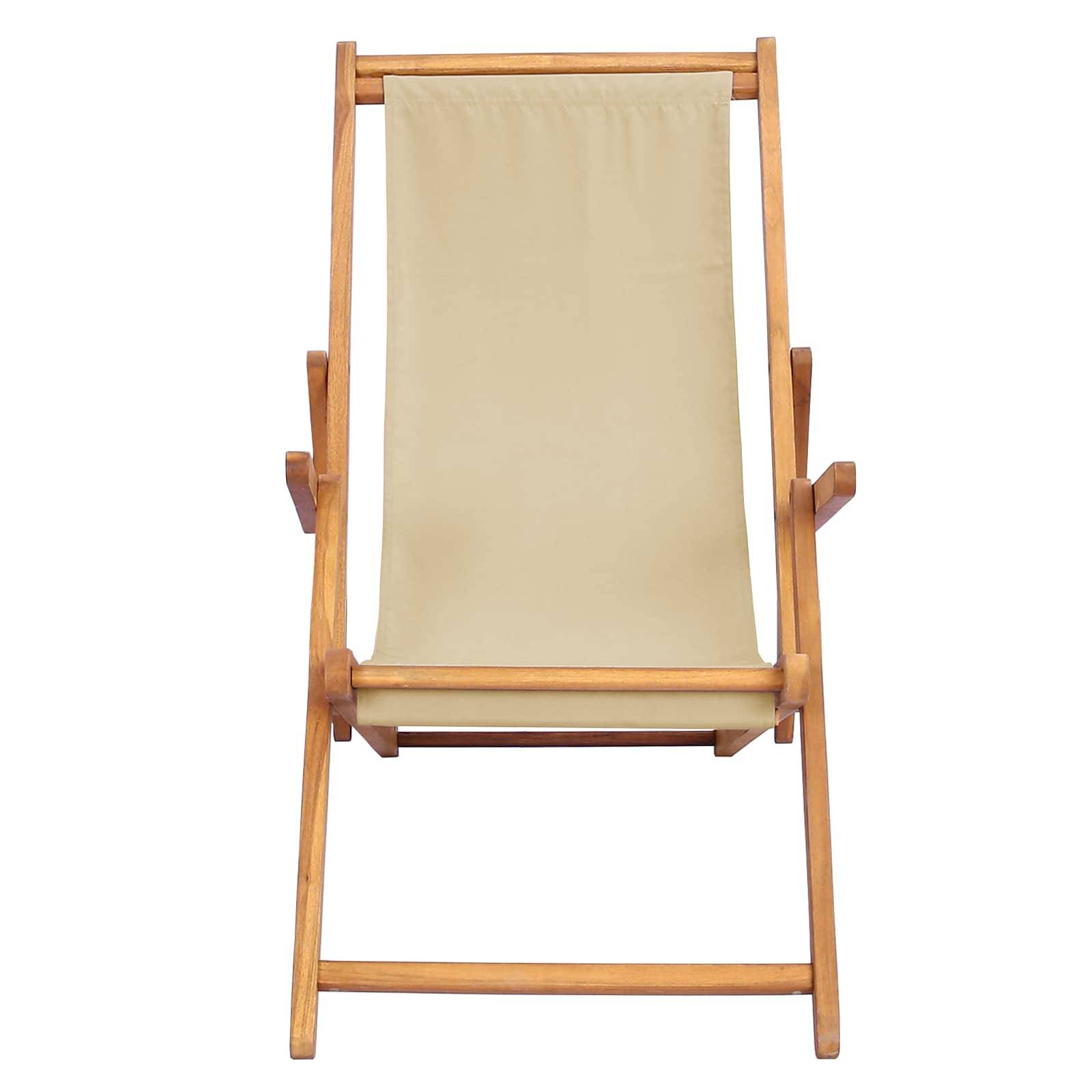 vidaXL Liegestuhl Beige Massivholz Teak