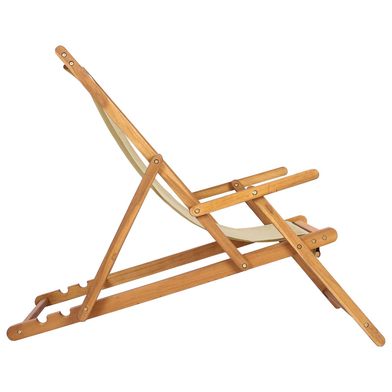 vidaXL Liegestuhl Beige Massivholz Teak