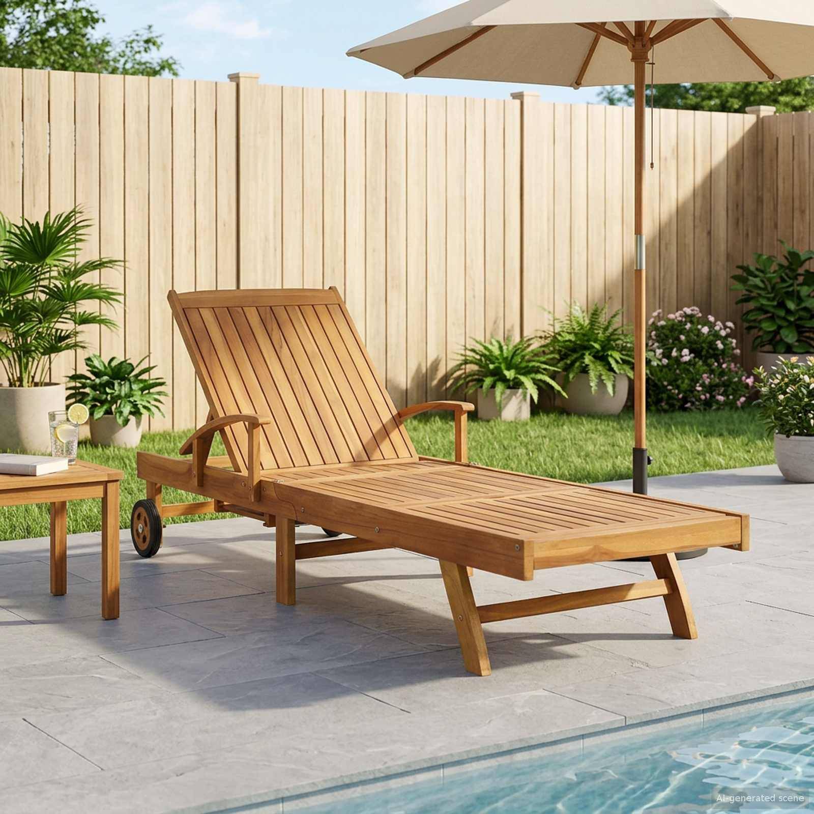 vidaXL Sonnenliege 1-Person Braun Massivholz Teak