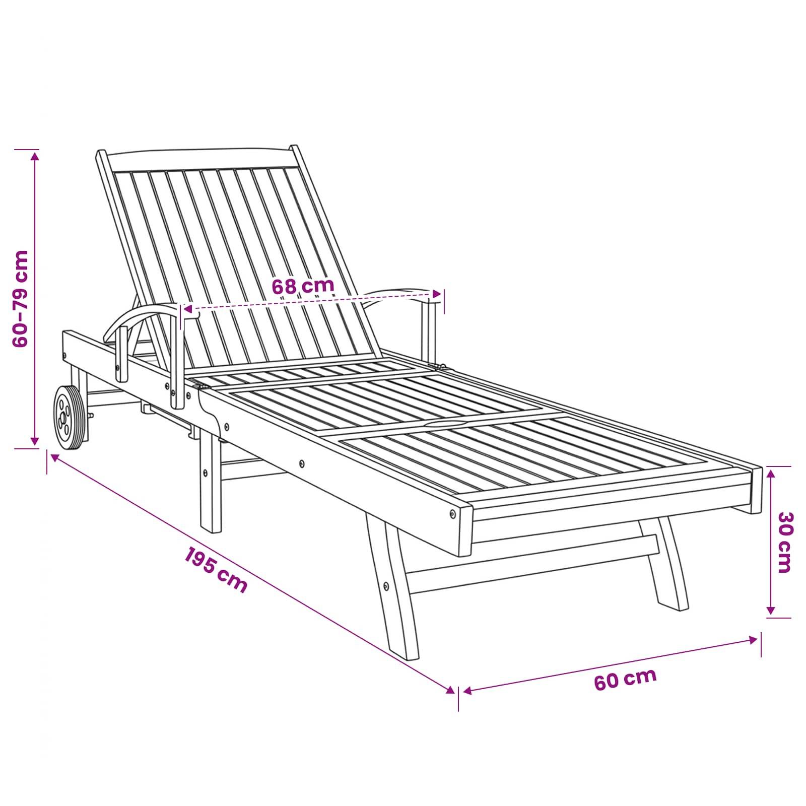vidaXL Sonnenliege 1-Person Braun Massivholz Teak