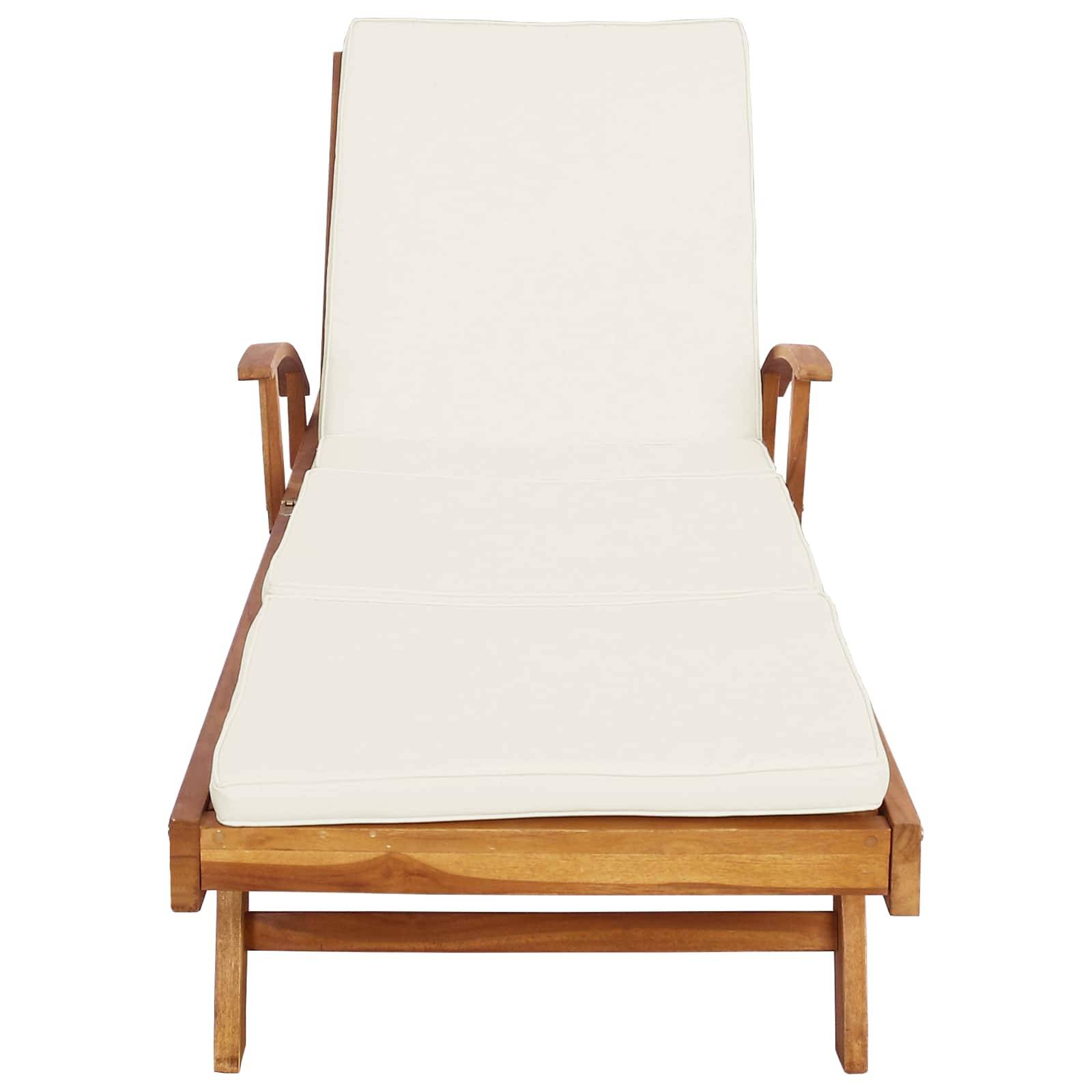 vidaXL Sonnenliege 1-Person Braun und Creme Massivholz Teak