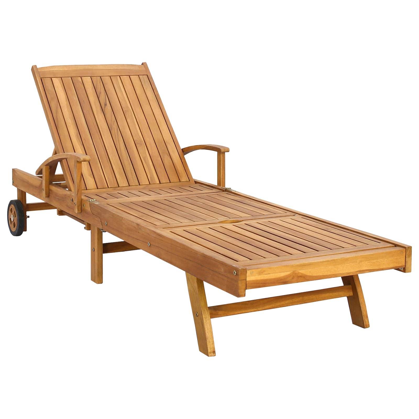 vidaXL Sonnenliege 1-Person Braun und Creme Massivholz Teak