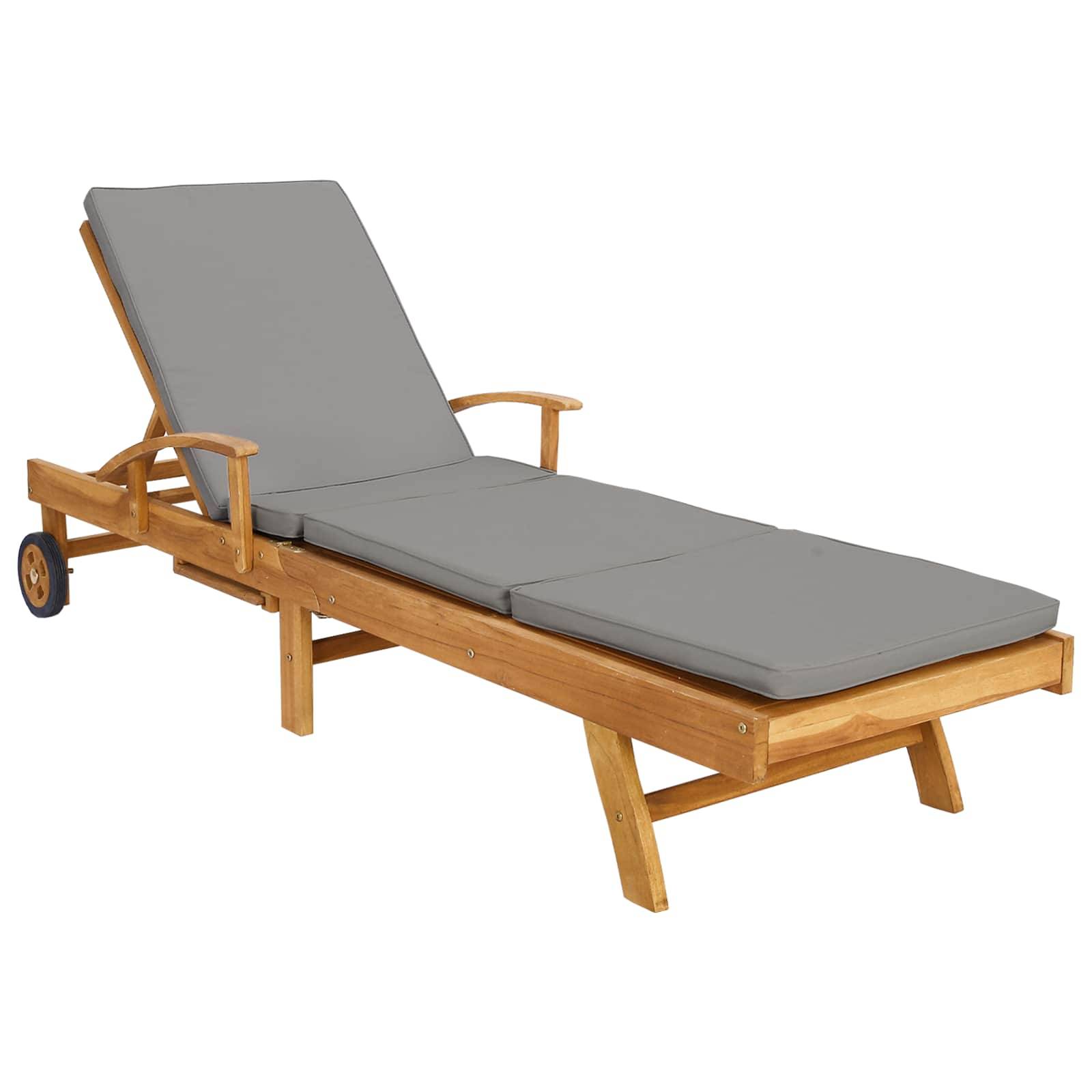 vidaXL Sonnenliege 100% Polyester mit solidem Teak