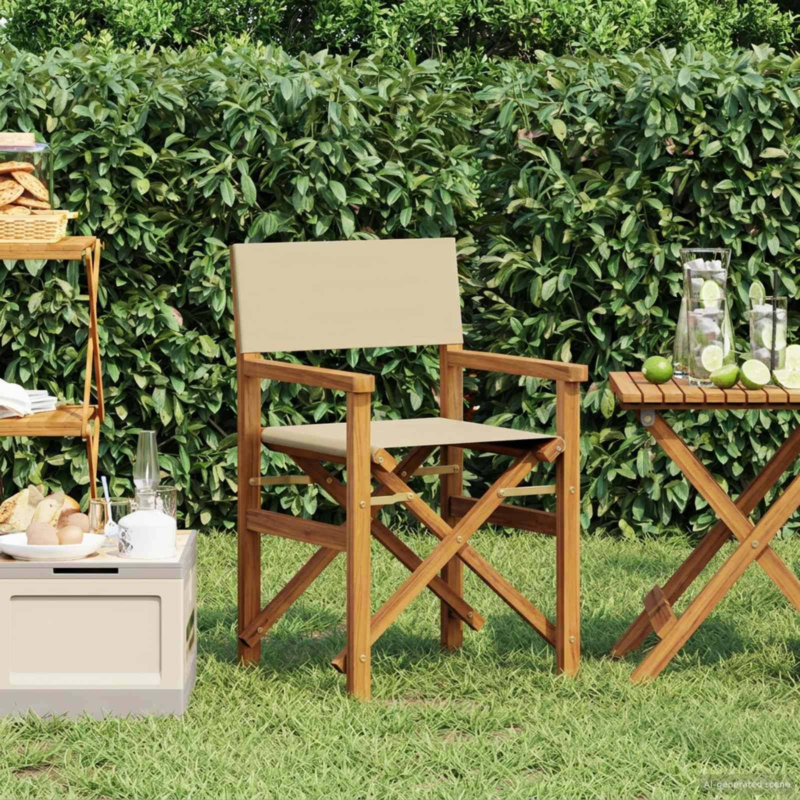 vidaXL Esszimmerstuhl Braun und Beige 56 x 54 x 87 cm Massivholz Teak