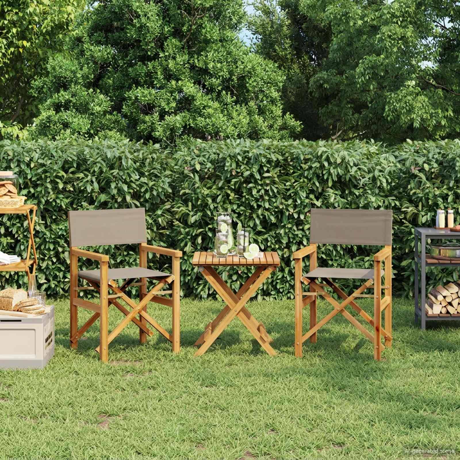 vidaXL Esszimmerstuhl 56 x 54 x 87 cm 100% Polyester mit solidem Teak