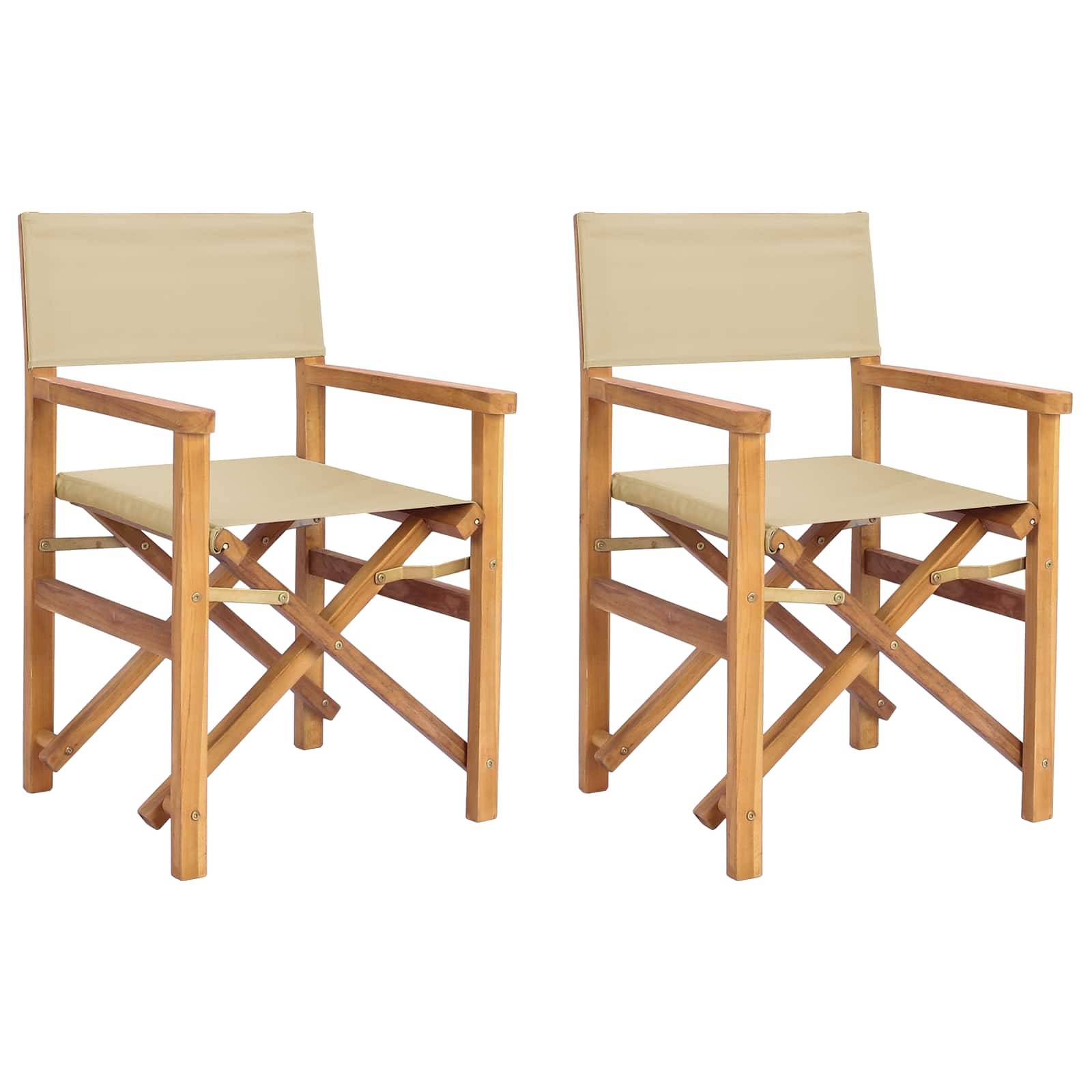 vidaXL Esszimmerstuhl Braun und Beige 56 x 54 x 87 cm Massivholz Teak