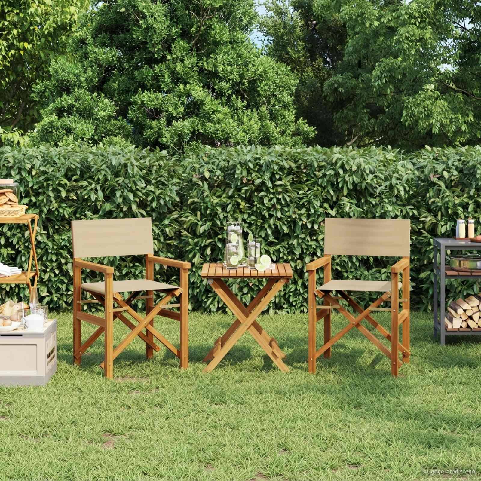 vidaXL Esszimmerstuhl Braun und Beige 56 x 54 x 87 cm Massivholz Teak