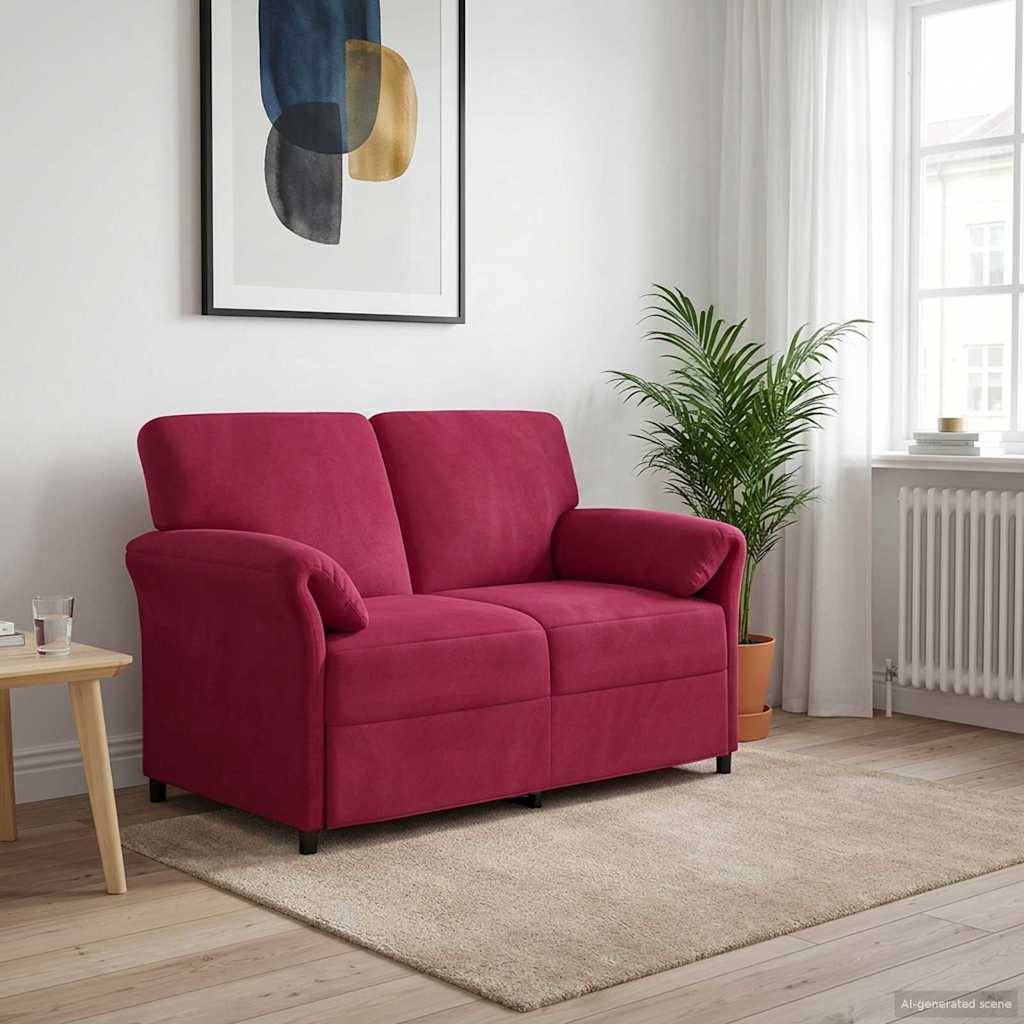 vidaXL 2-Sitzer Sofa Weinrot 138 x 83 x 95 cm Samt