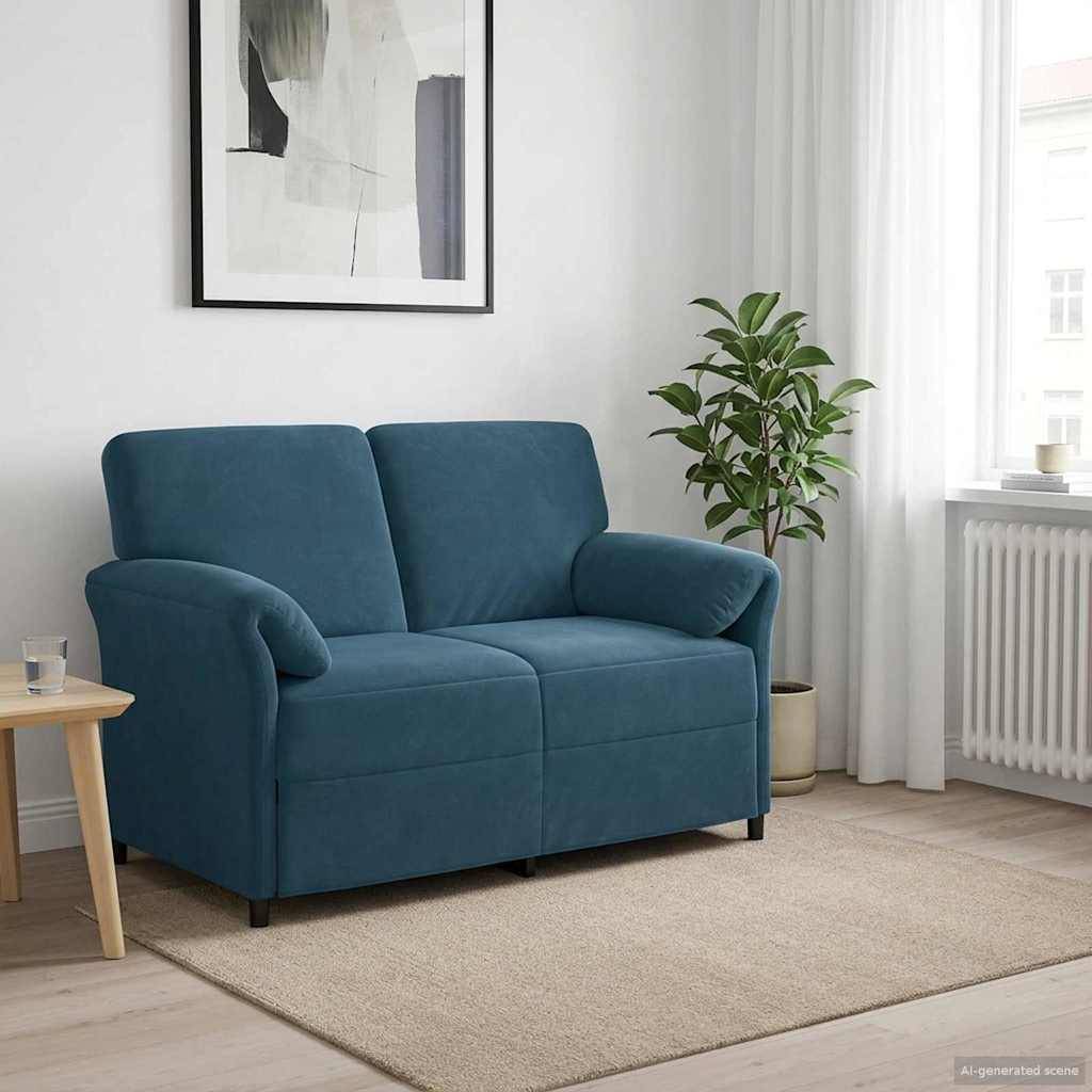 vidaXL 2-Sitzer Sofa Blau 138 x 83 x 95 cm Samt