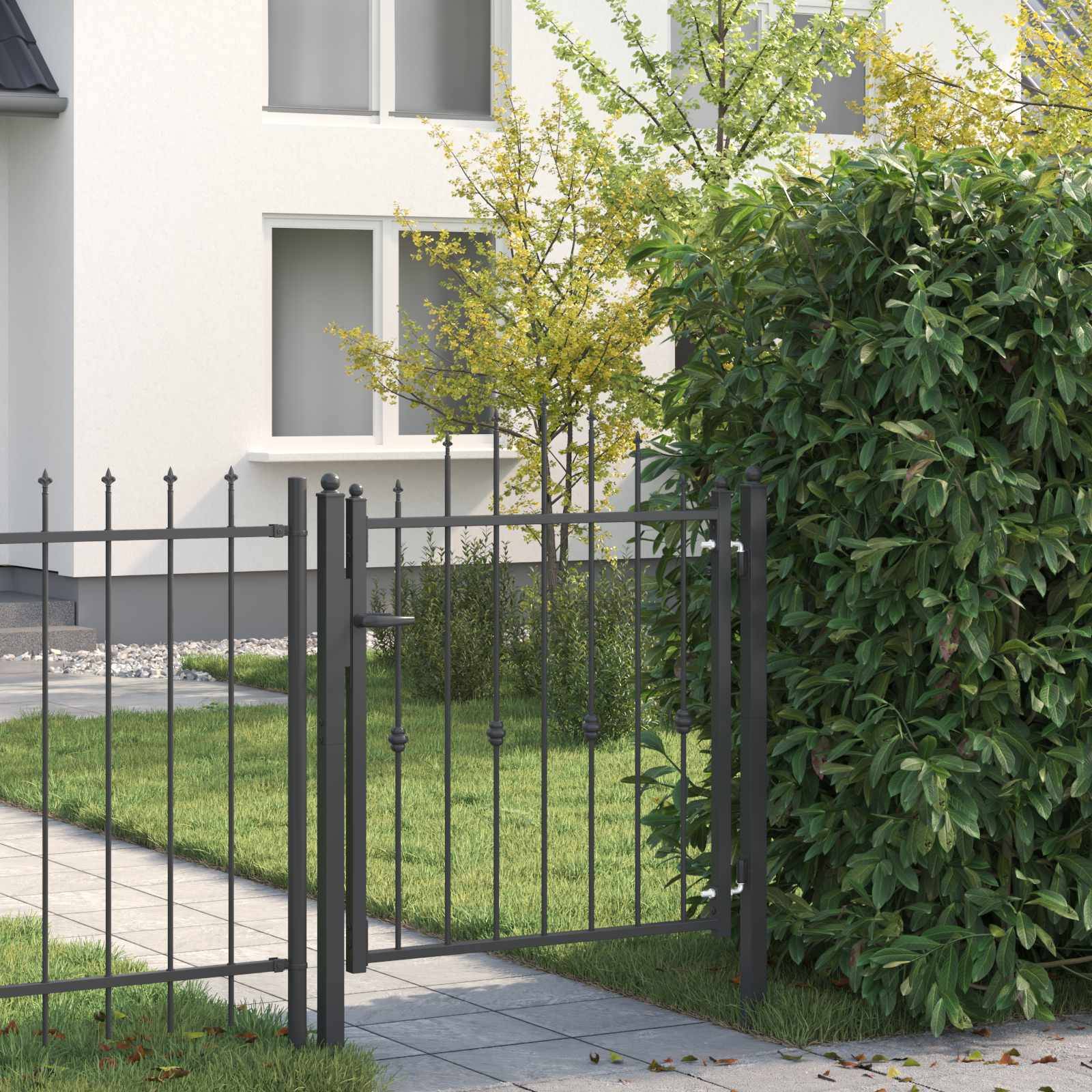 vidaXL Zauntor HORST 100 x 100 cm Metall Schwarz Abschließbar