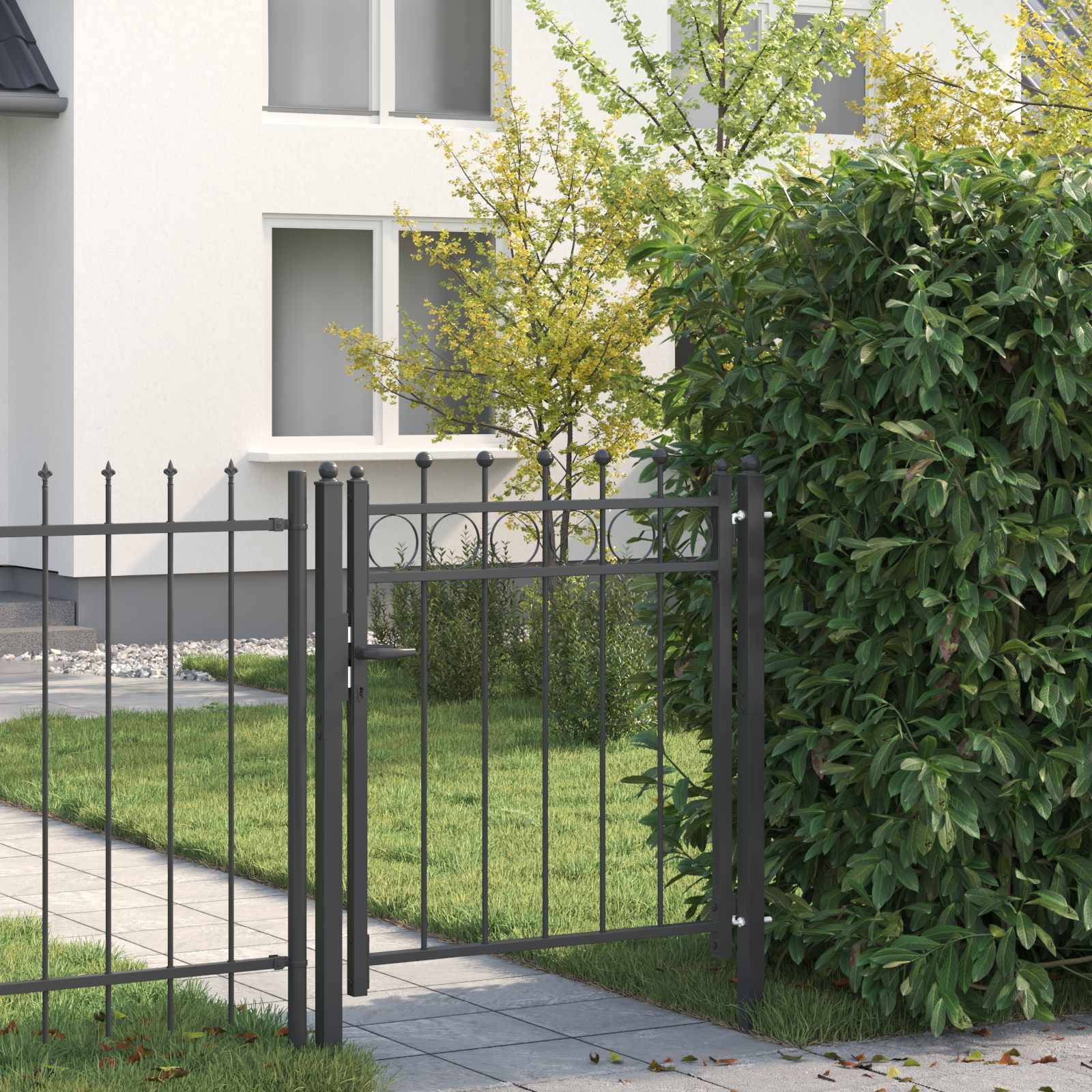 vidaXL Zauntor HORST 100 x 100 cm Metall Schwarz Abschließbar