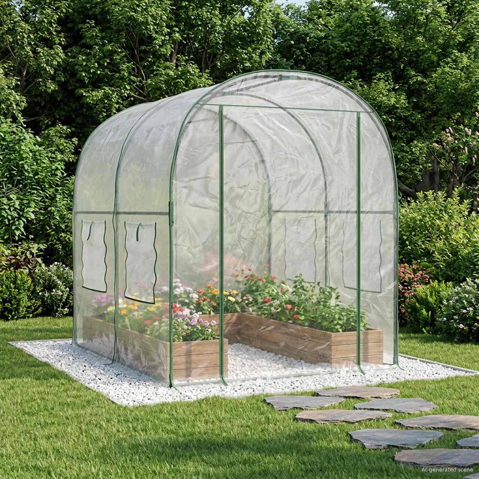 vidaXL Gewächshaus mit Rahmen Transparent 160 x 200 x 192,5 cm PVC