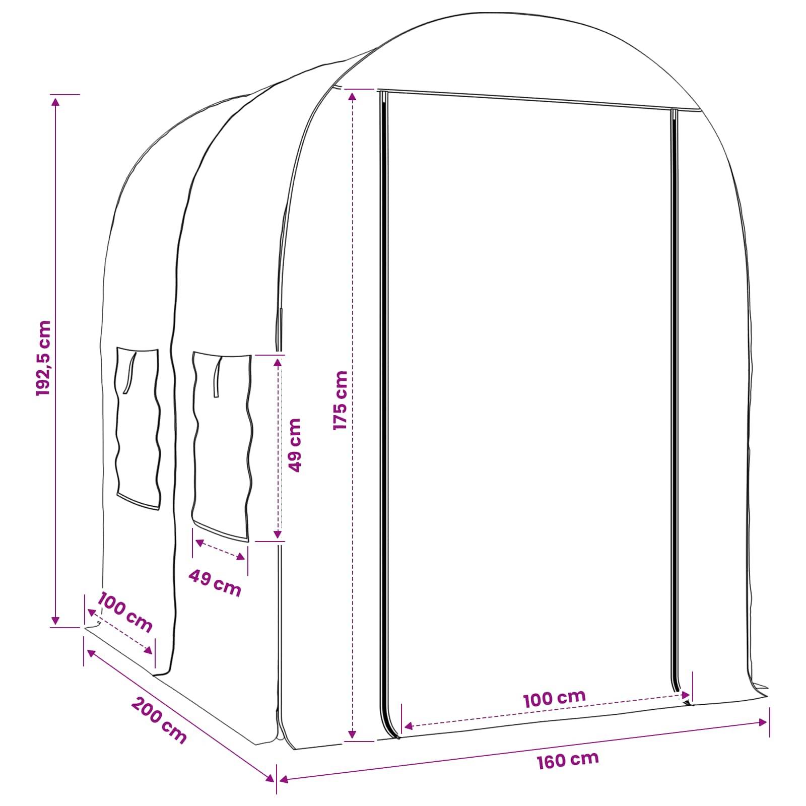 vidaXL Gewächshaus mit Rahmen Transparent 160 x 200 x 192,5 cm PVC