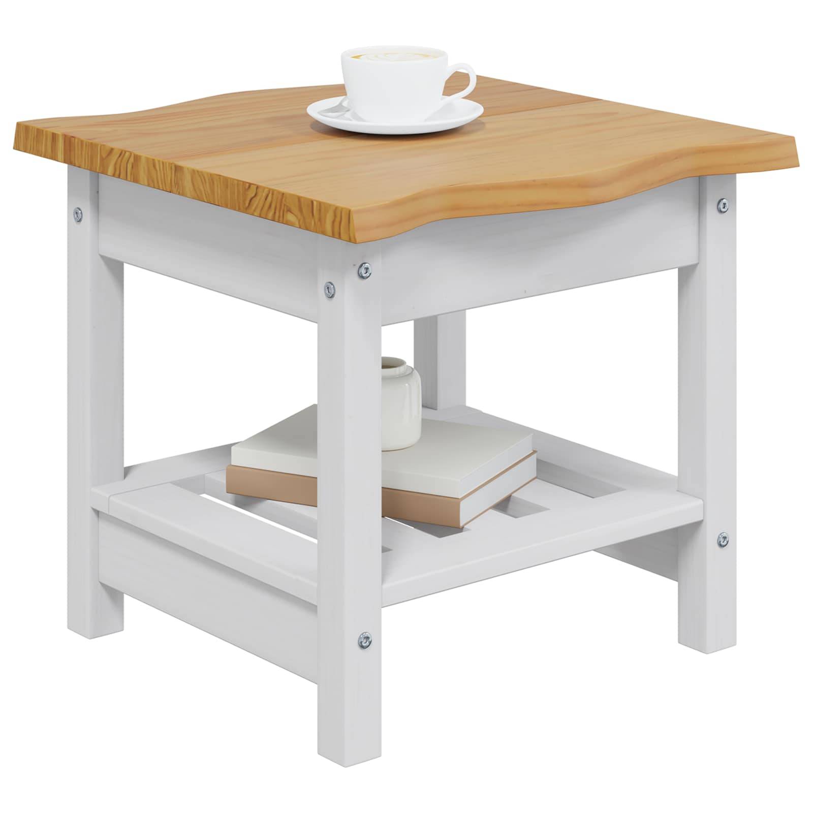 VidaXL Beistelltisch EKAI Weiß 50 x 50 x 45,5 cm Massives Kiefernholz