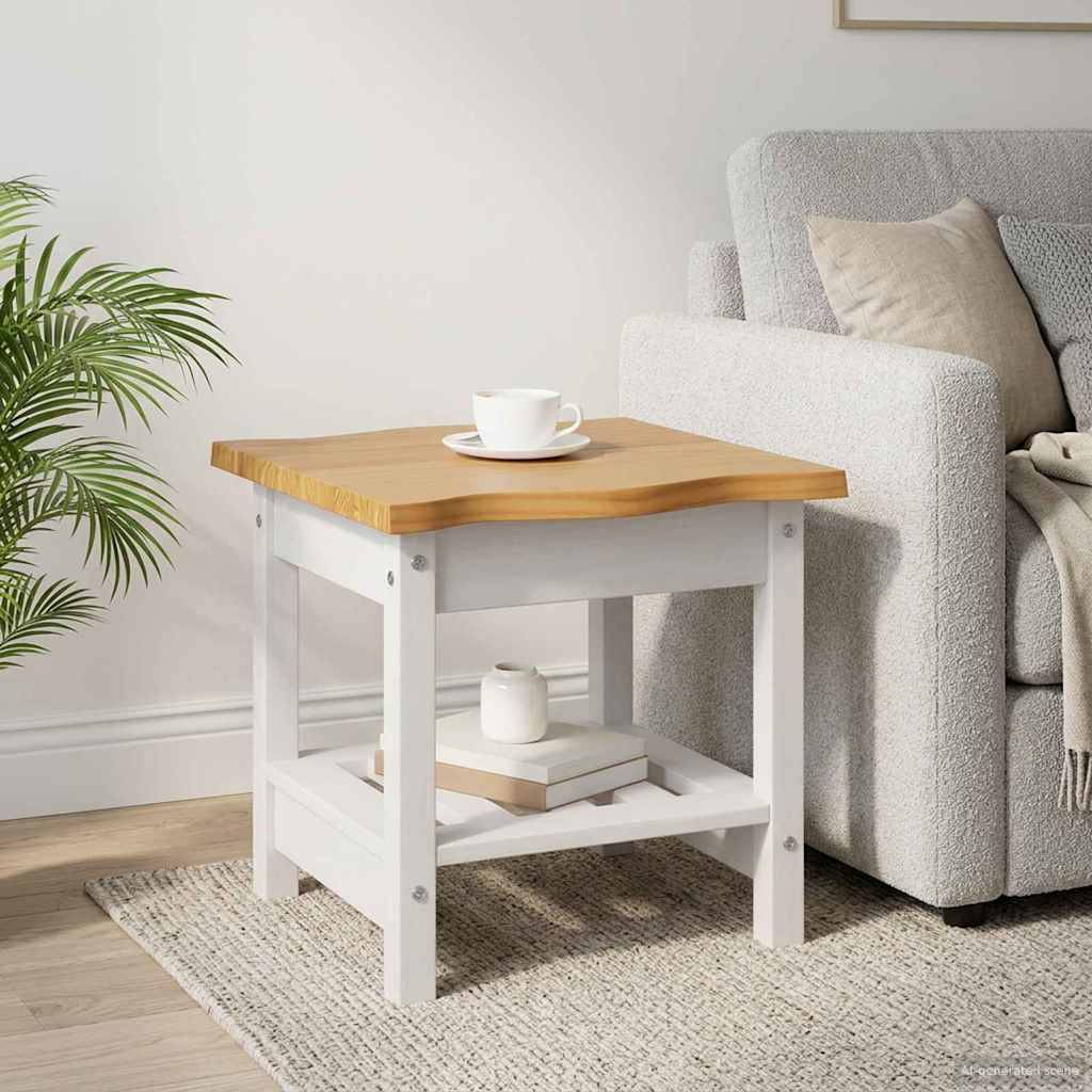 VidaXL Beistelltisch EKAI Weiß 50 x 50 x 45,5 cm Massives Kiefernholz