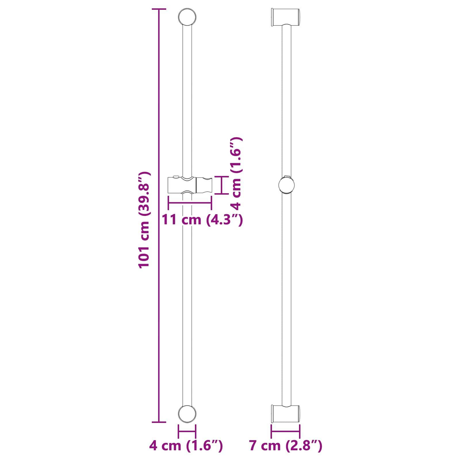 vidaXL Duschkopfhalter Chrom 101 cm Edelstahl