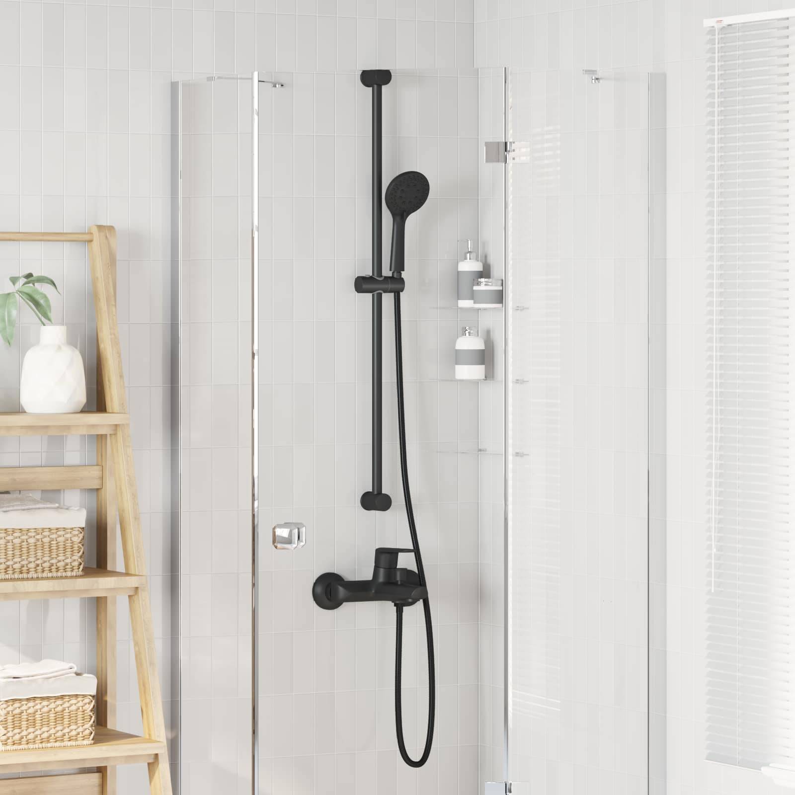 vidaXL Duschkopfset Schwarz 150 cm Edelstahl