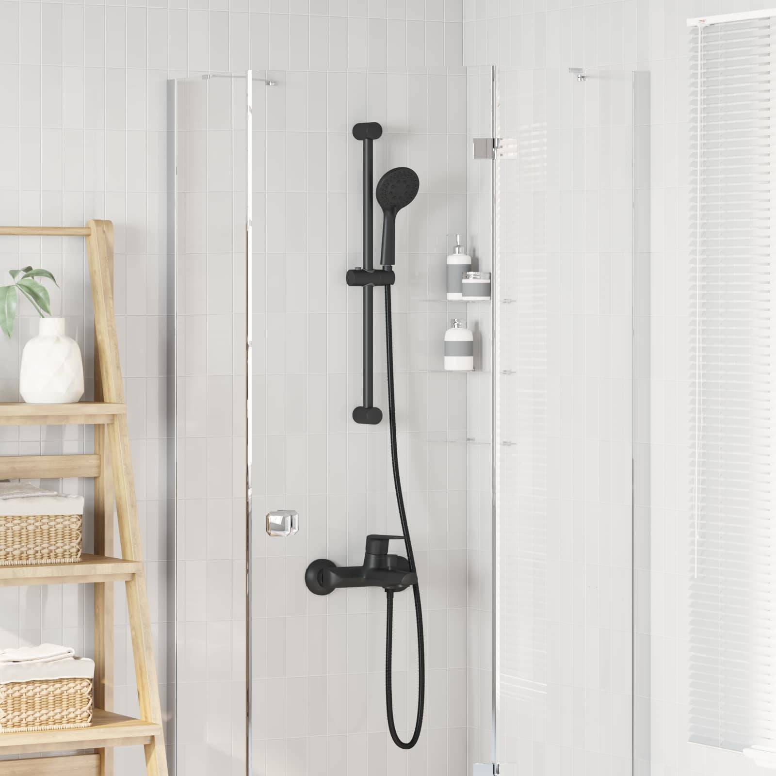vidaXL Duschsystem-Set Schwarz 71 cm Edelstahl
