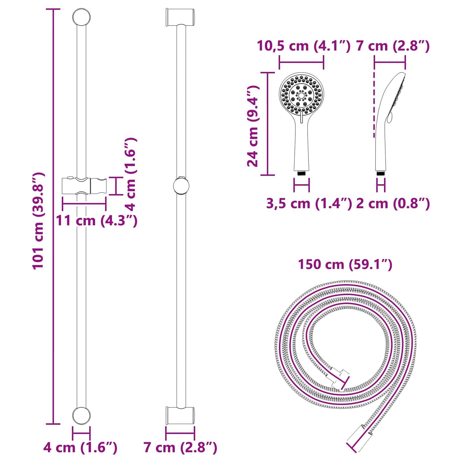 vidaXL Duschsystem-Set Chrom 101 cm Edelstahl
