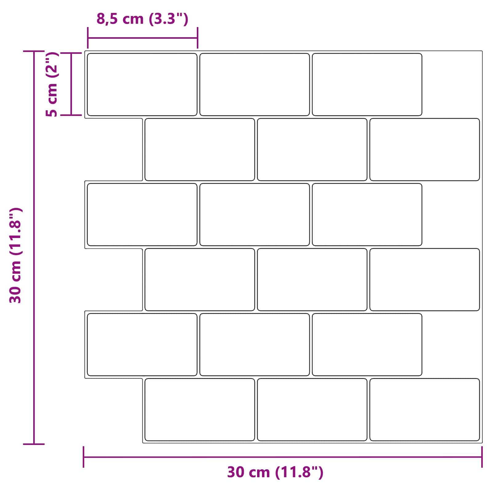 vidaXL U-Bahn-Fliese 10 pcs Weiß Grau 30 x 30 cm Polyurethan und PET