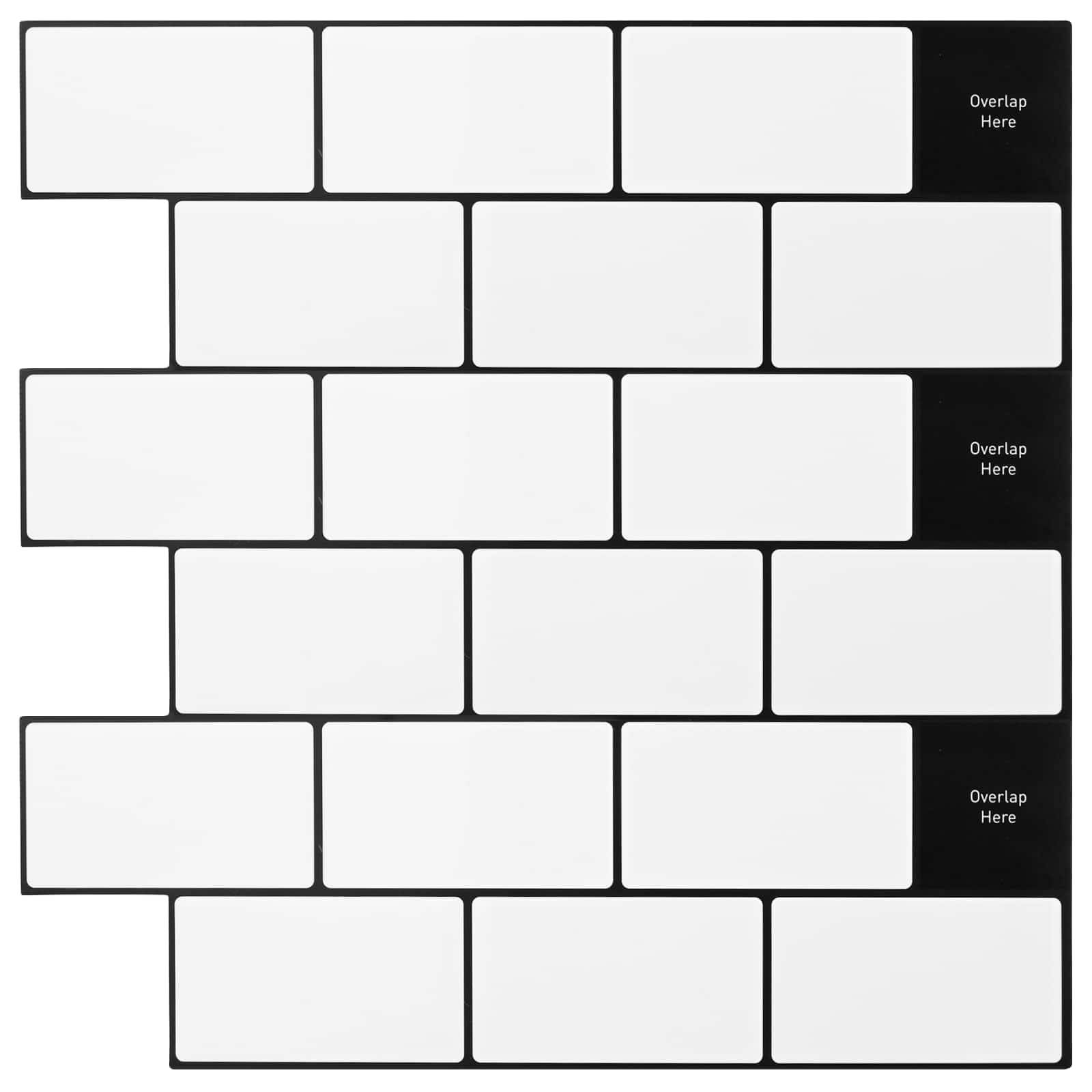 vidaXL U-Bahn-Fliese 10 pcs Weiß Schwarz 30 x 30 cm