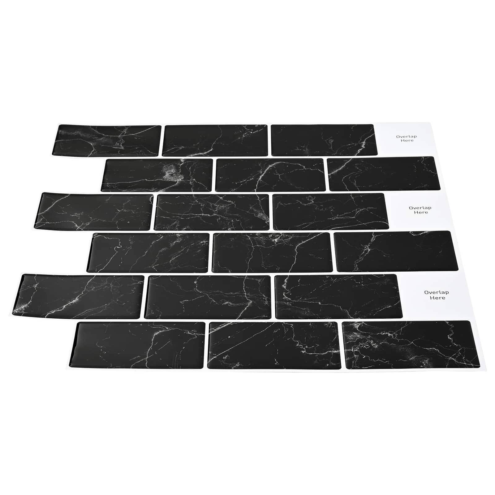 vidaXL U-Bahn-Fliese 10 pcs Schwarz Marmor 30 x 30 cm