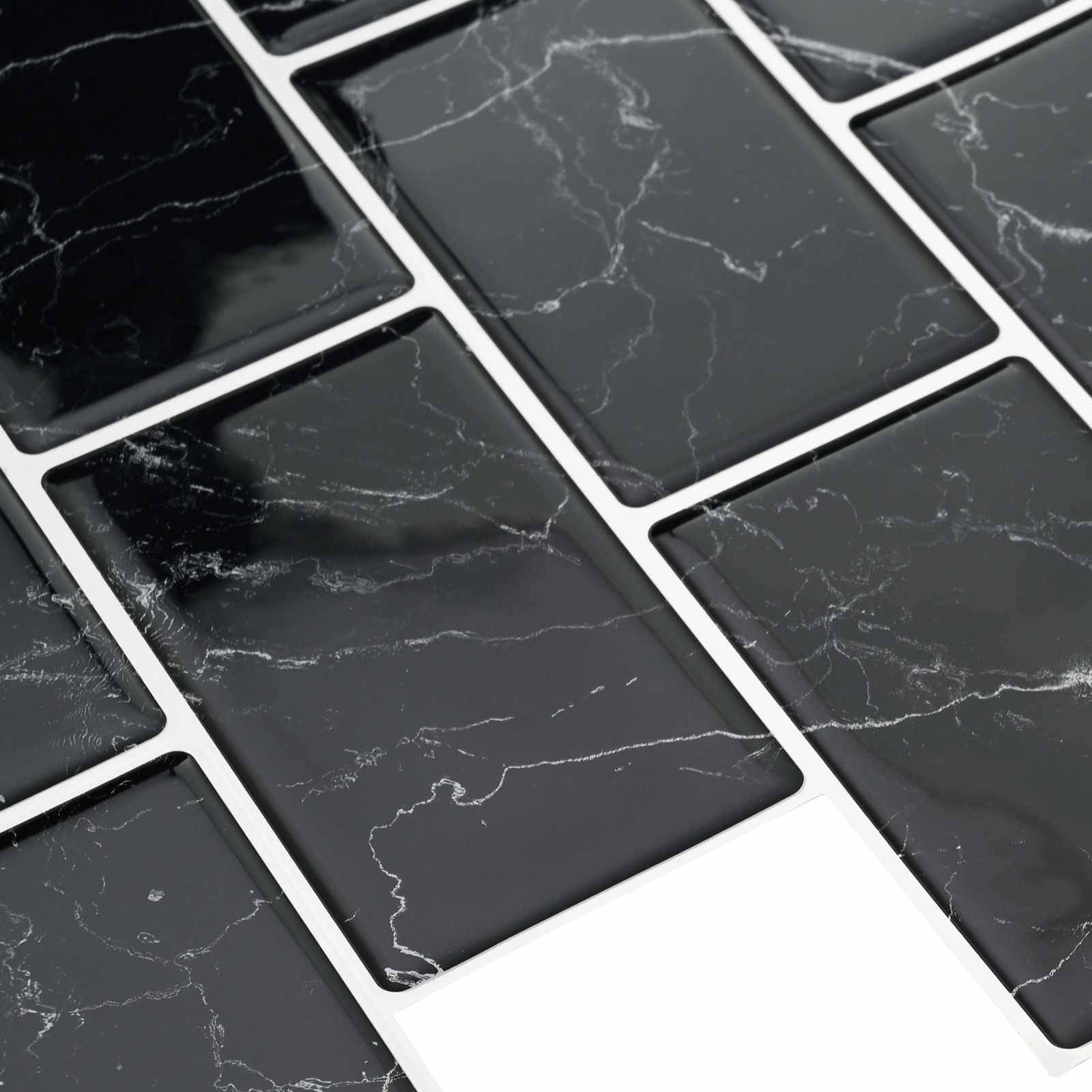 vidaXL U-Bahn-Fliese 10 pcs Schwarz Marmor 30 x 30 cm