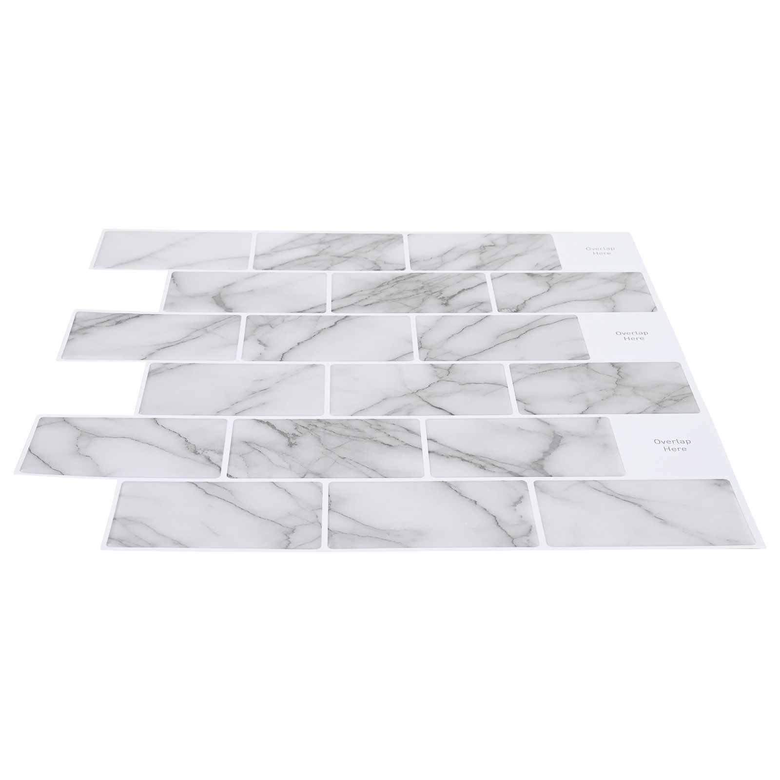 vidaXL U-Bahn-Fliese 20 pcs Weiß Marmor 30 x 30 cm Polyurethan und PET