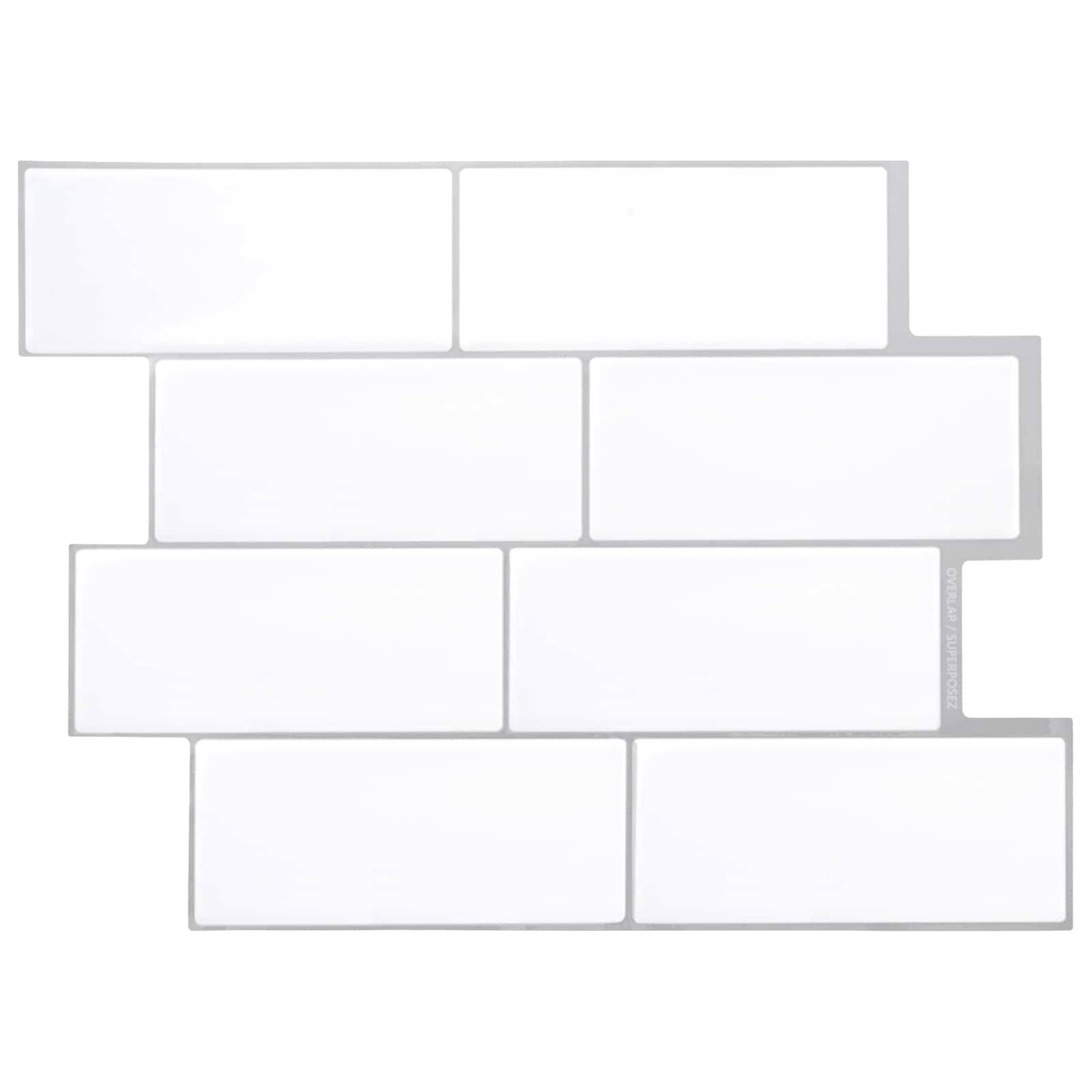 vidaXL U-Bahn-Fliese 10 pcs Weiß Grau 29 x 21 cm Polyurethan und PET