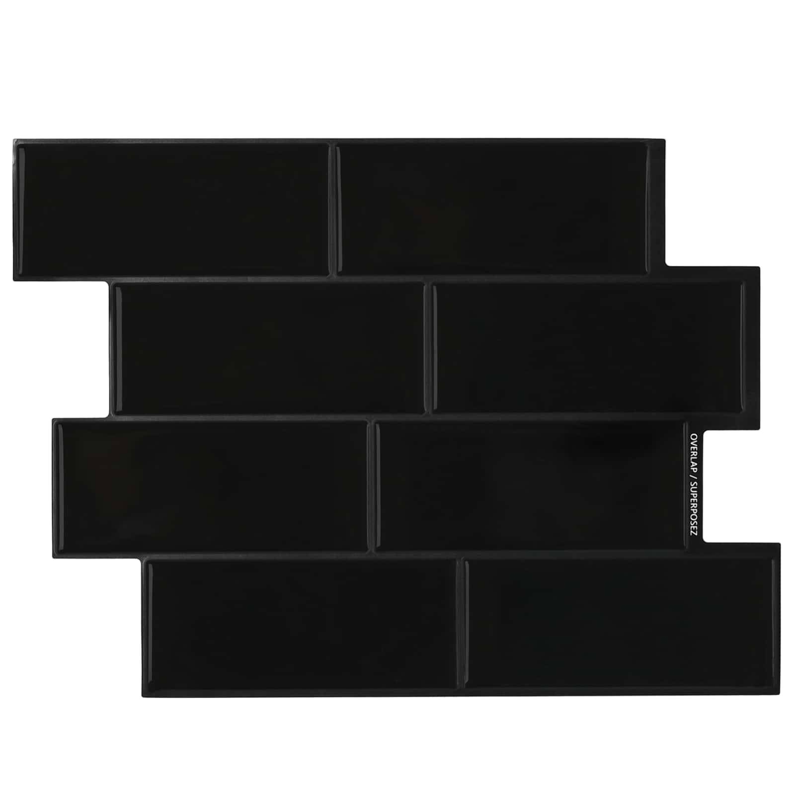 vidaXL U-Bahn-Fliese 10 pcs Schwarz 29 x 21 cm Polyurethan und PET