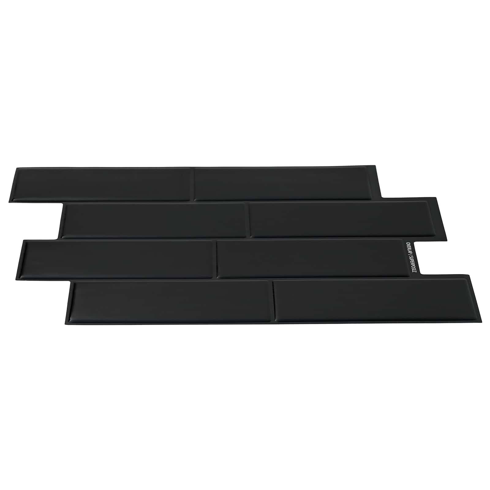 vidaXL U-Bahn-Fliese 10 pcs Schwarz 29 x 21 cm Polyurethan und PET