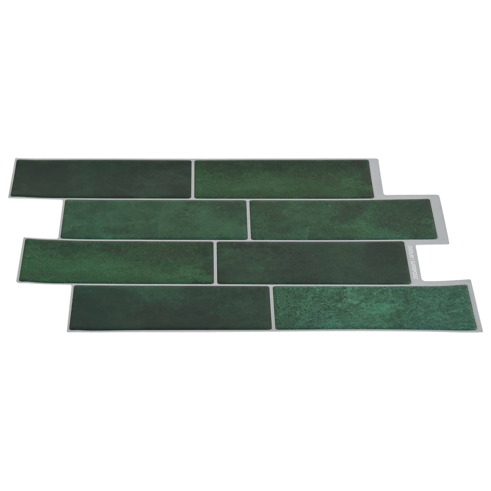 vidaXL U-Bahn-Fliese 10 pcs Dunkelgrün 29 x 21 cm Polyurethan und PET