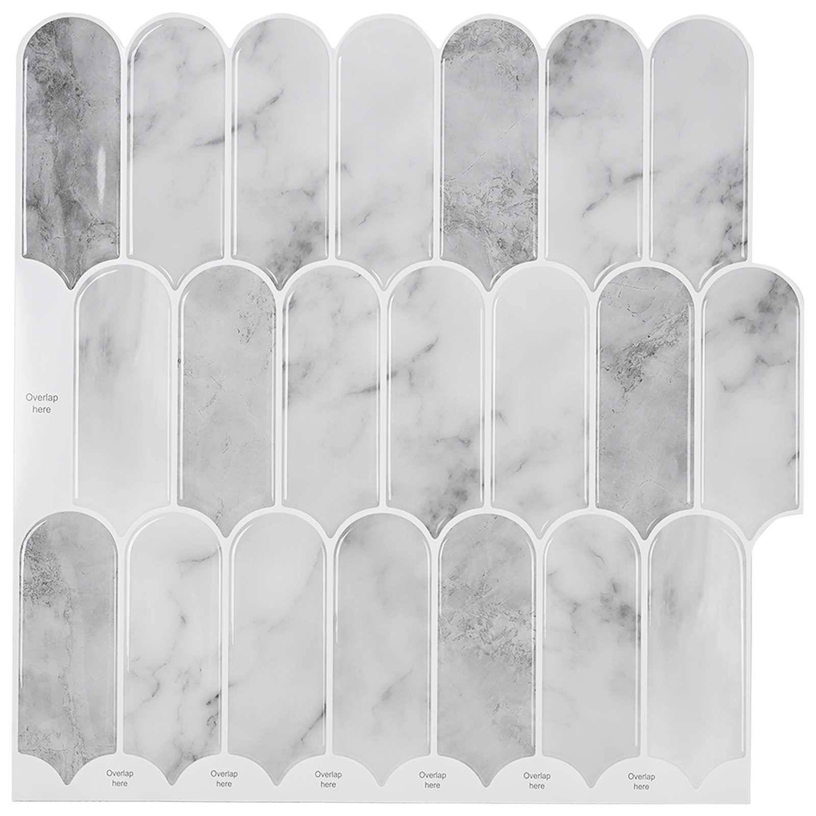vidaXL Federfliese 10 pcs Grau Marmor 30 x 30 cm Polyurethan und PET