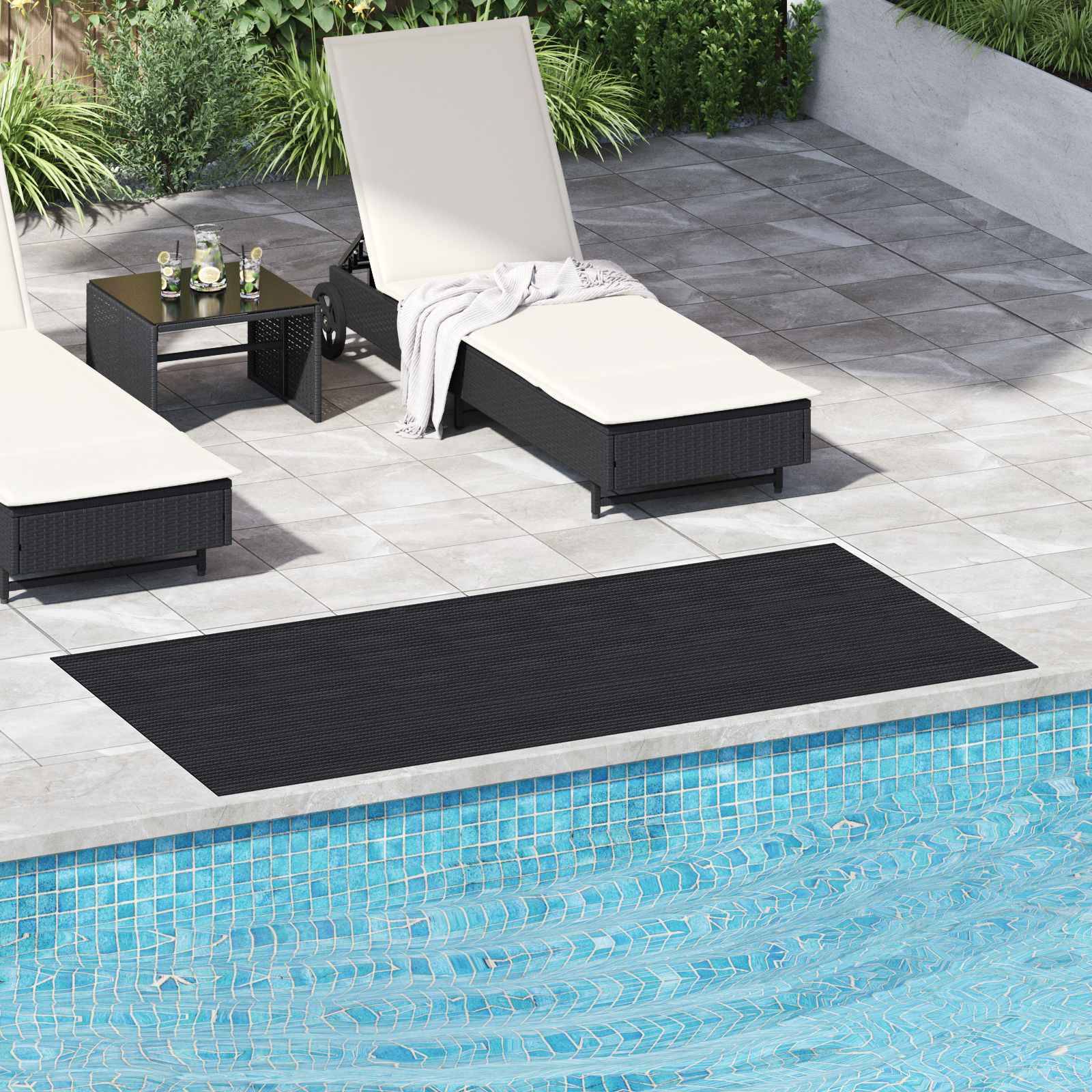 vidaXL Bodenbelag Schwarz 1 x 2 m Gummi