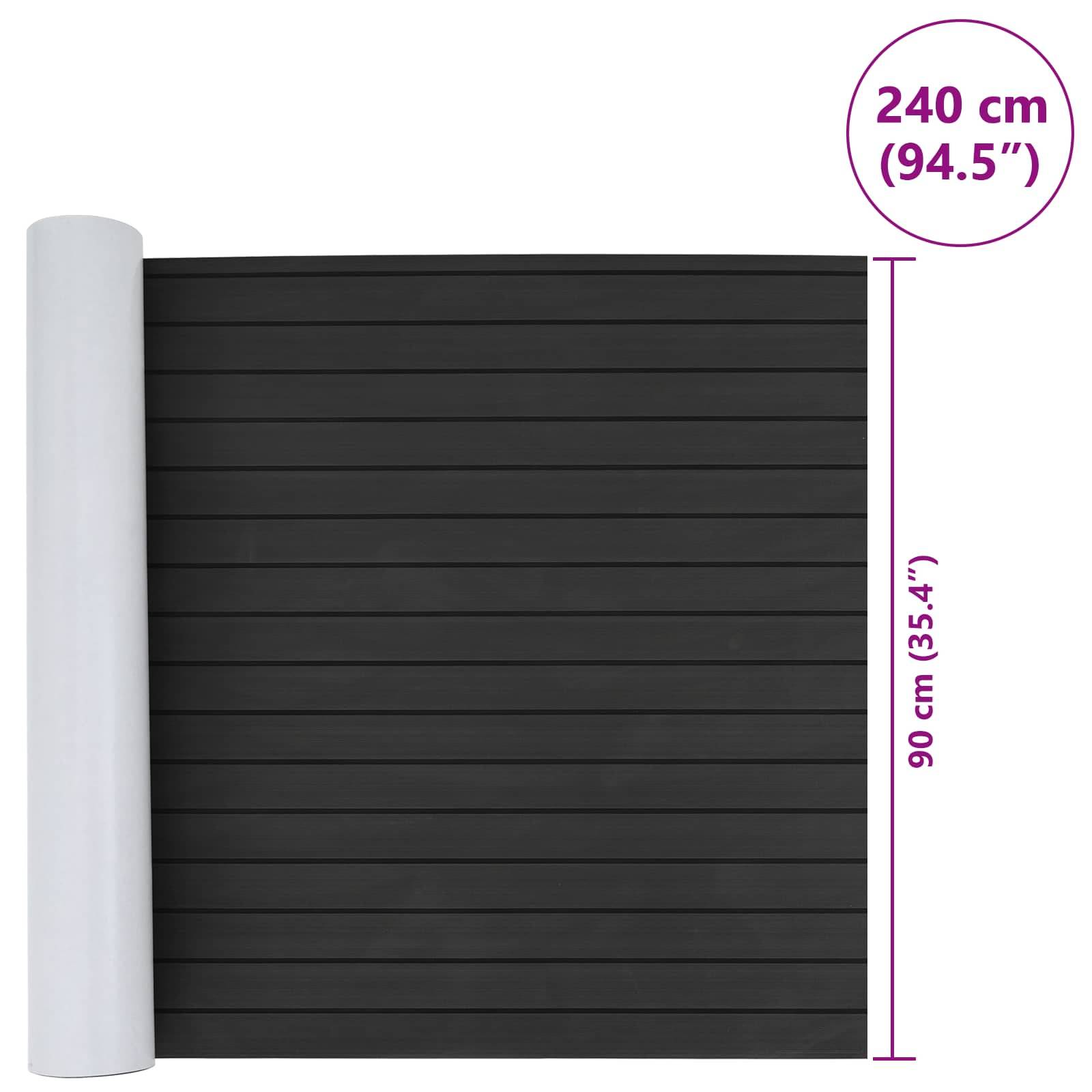 vidaXL Bootsmatte Gestreift Dunkelgrau und Schwarz 240 x 90 cm EVA