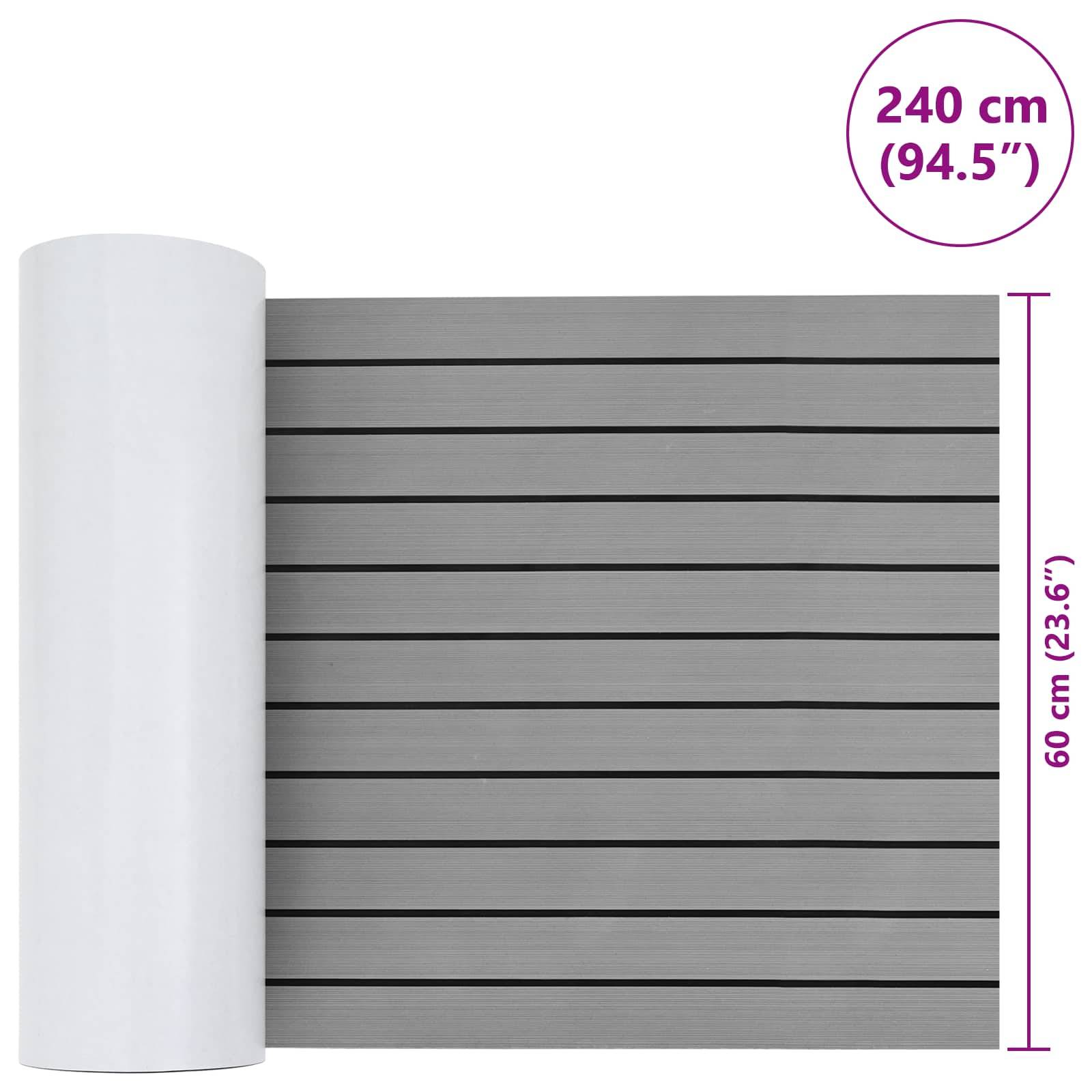 vidaXL Bootsmatte Gestreift Hellgrau und Schwarz 240 x 60 cm EVA
