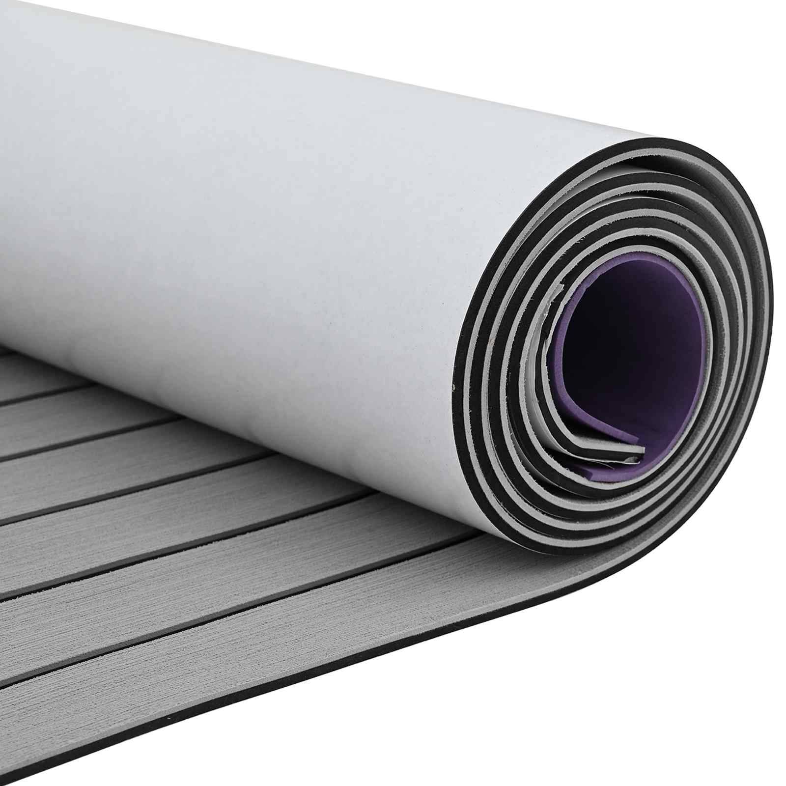 vidaXL Bootsmatte Gestreift Hellgrau und Schwarz 240 x 60 cm EVA