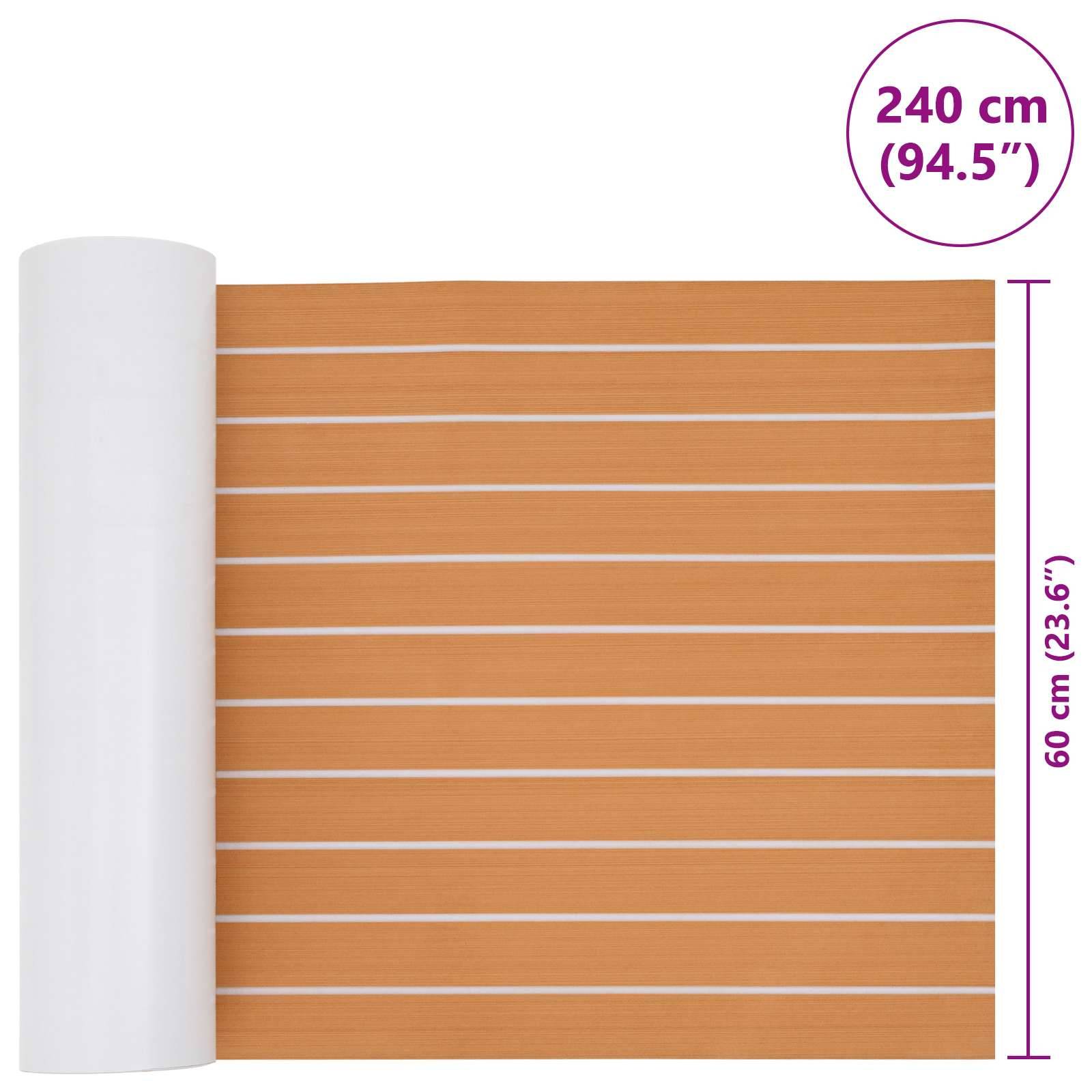 vidaXL Bootsmatte Gestreift Braun und Weiß 240 x 60 cm EVA