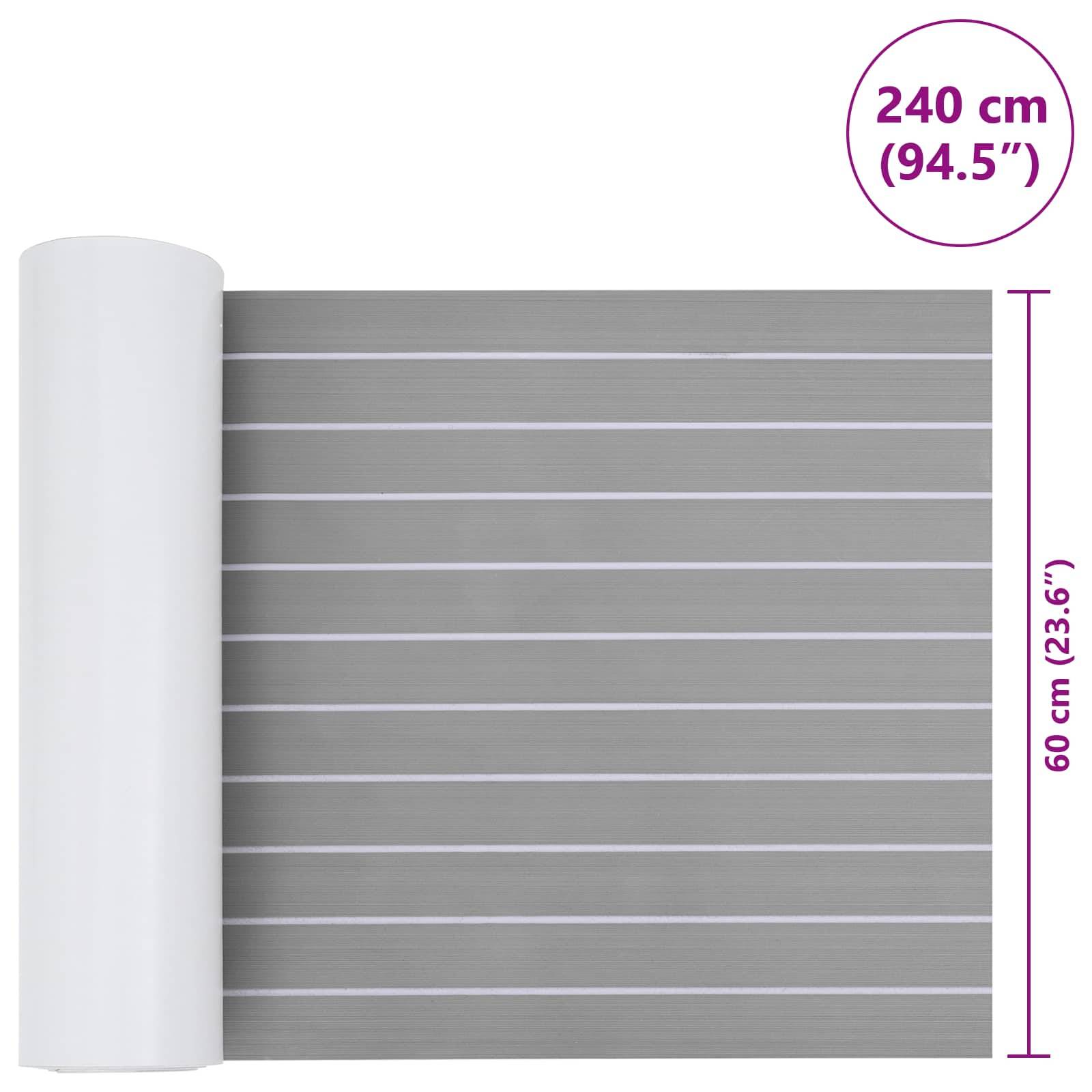 vidaXL Bootsmatte Gestreift Hellgrau und Weiß 240 x 60 cm EVA