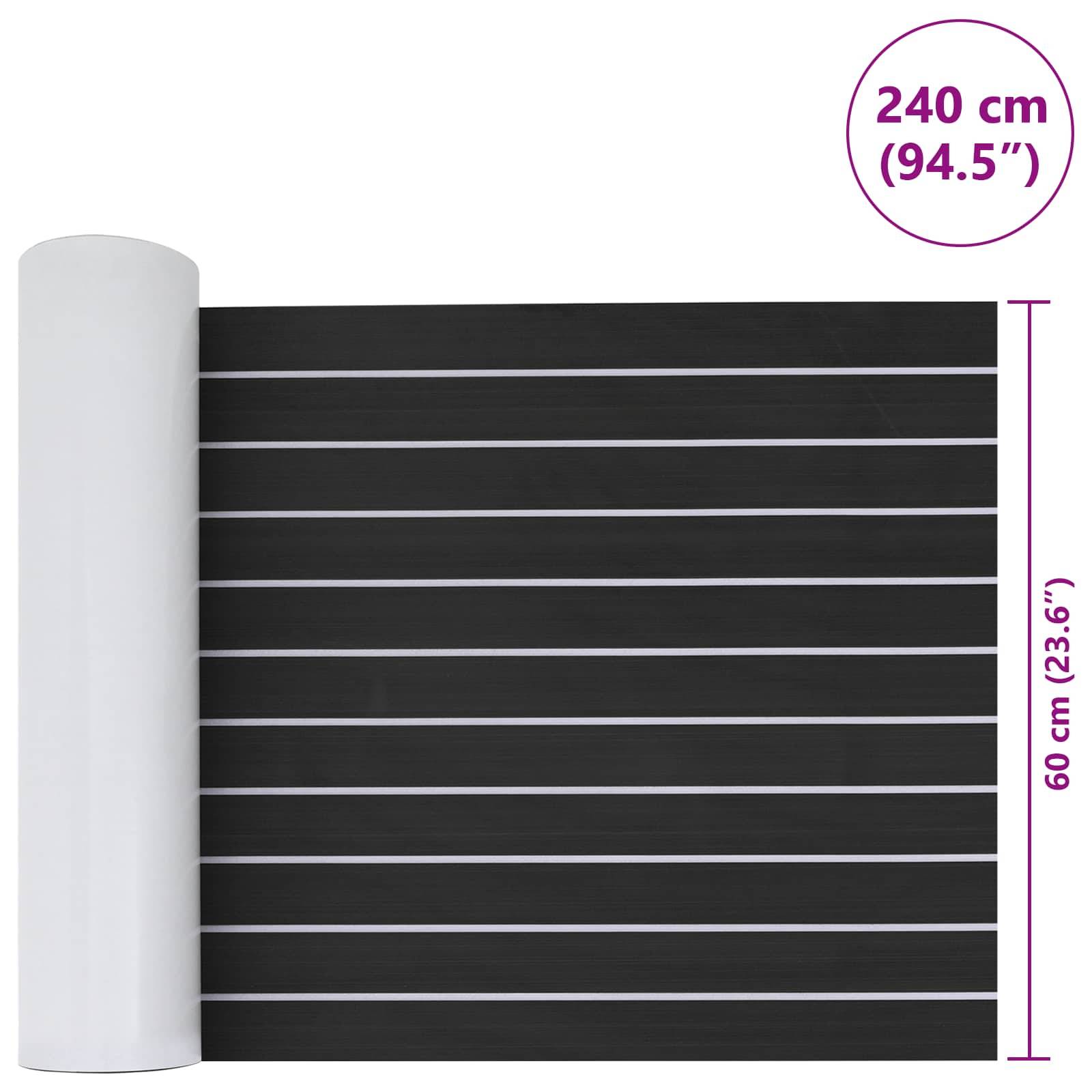 vidaXL Bootsmatte Gestreift Dunkelgrau und Weiß 240 x 60 cm EVA