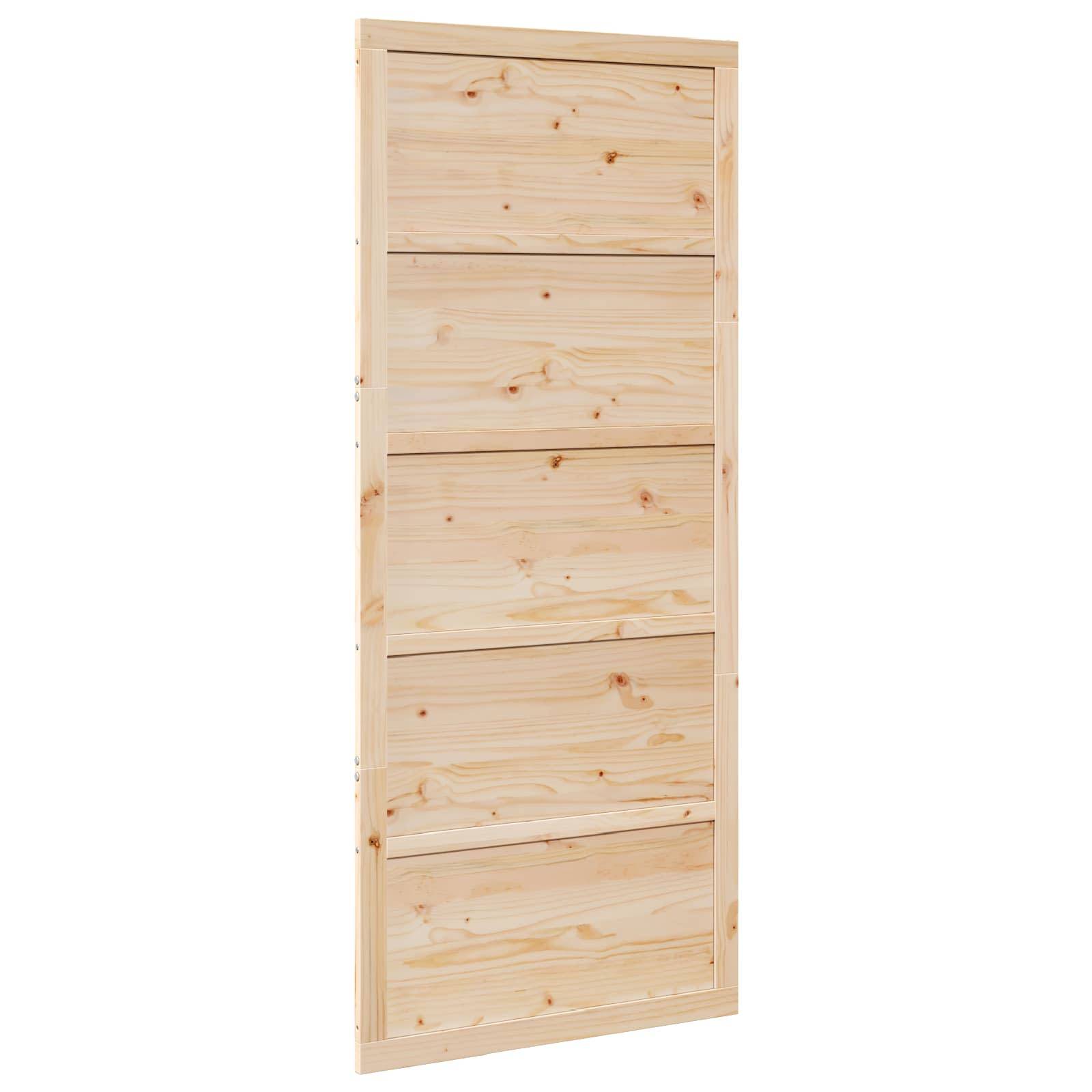 vidaXL Scheunentür Natur 100 x 2,5 x 208 cm Massives Kiefernholz