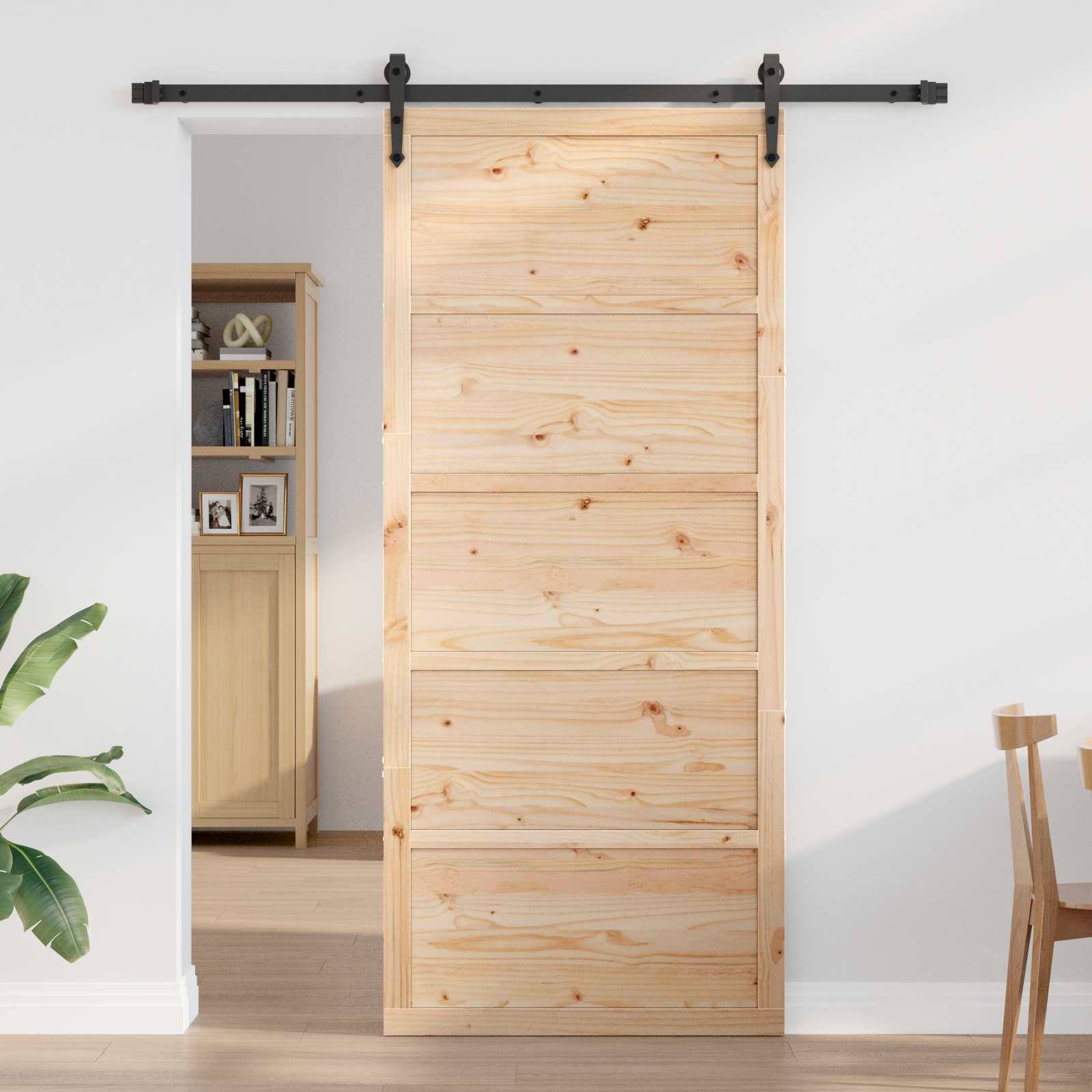 vidaXL Scheunentür Natur 100 x 2,5 x 208 cm Massives Kiefernholz