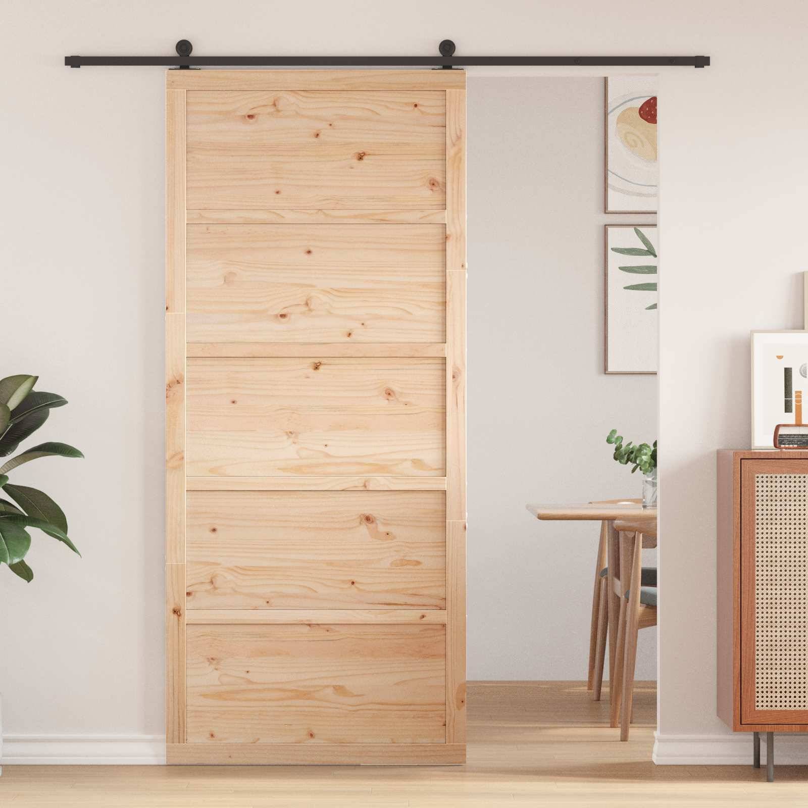 vidaXL Scheunentür Natur 100 x 2,5 x 208 cm Massives Kiefernholz