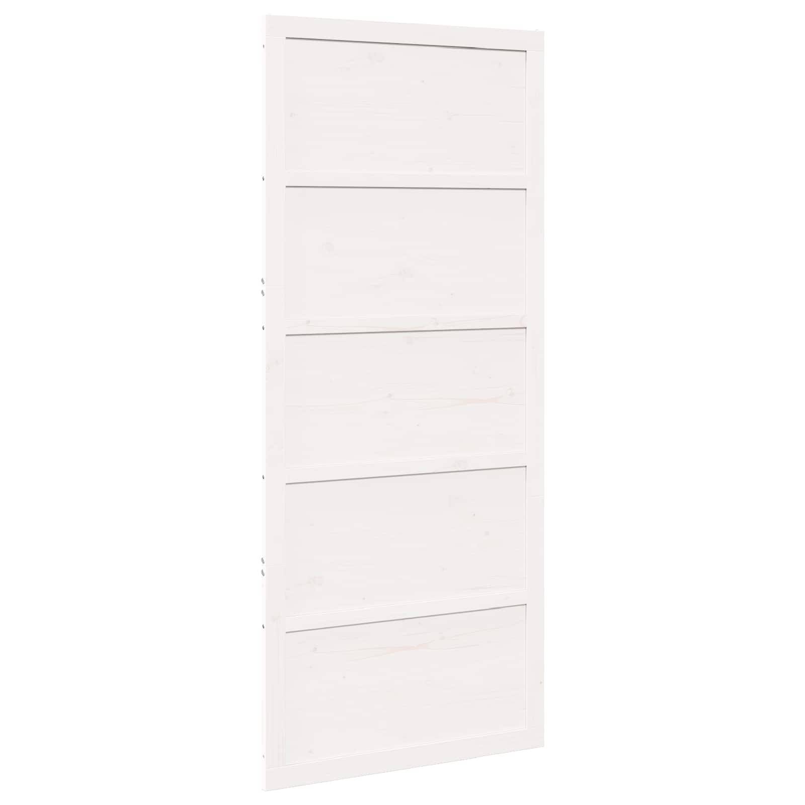 vidaXL Scheunentür Weiß 100 x 2,5 x 208 cm Massives Kiefernholz
